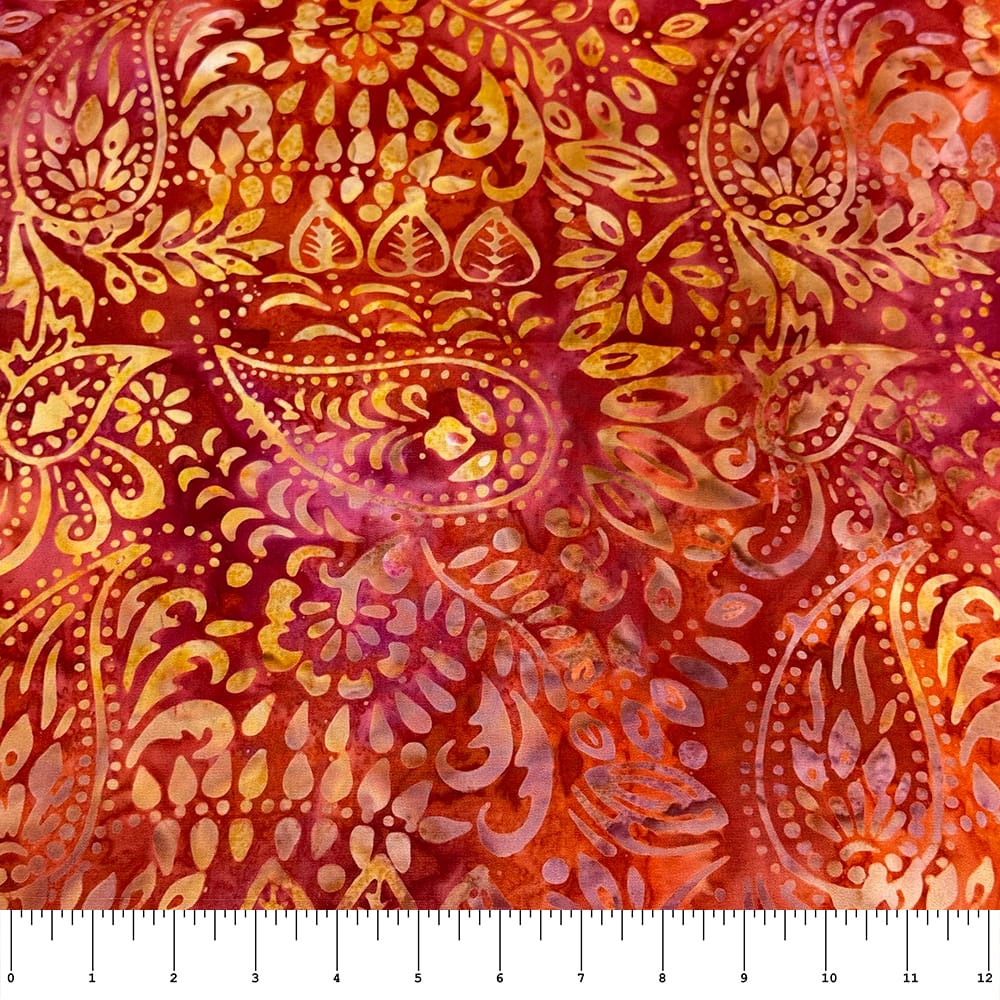 Feldman Premium Indonesian Batik Orange & Raspberry Paisley Fabric