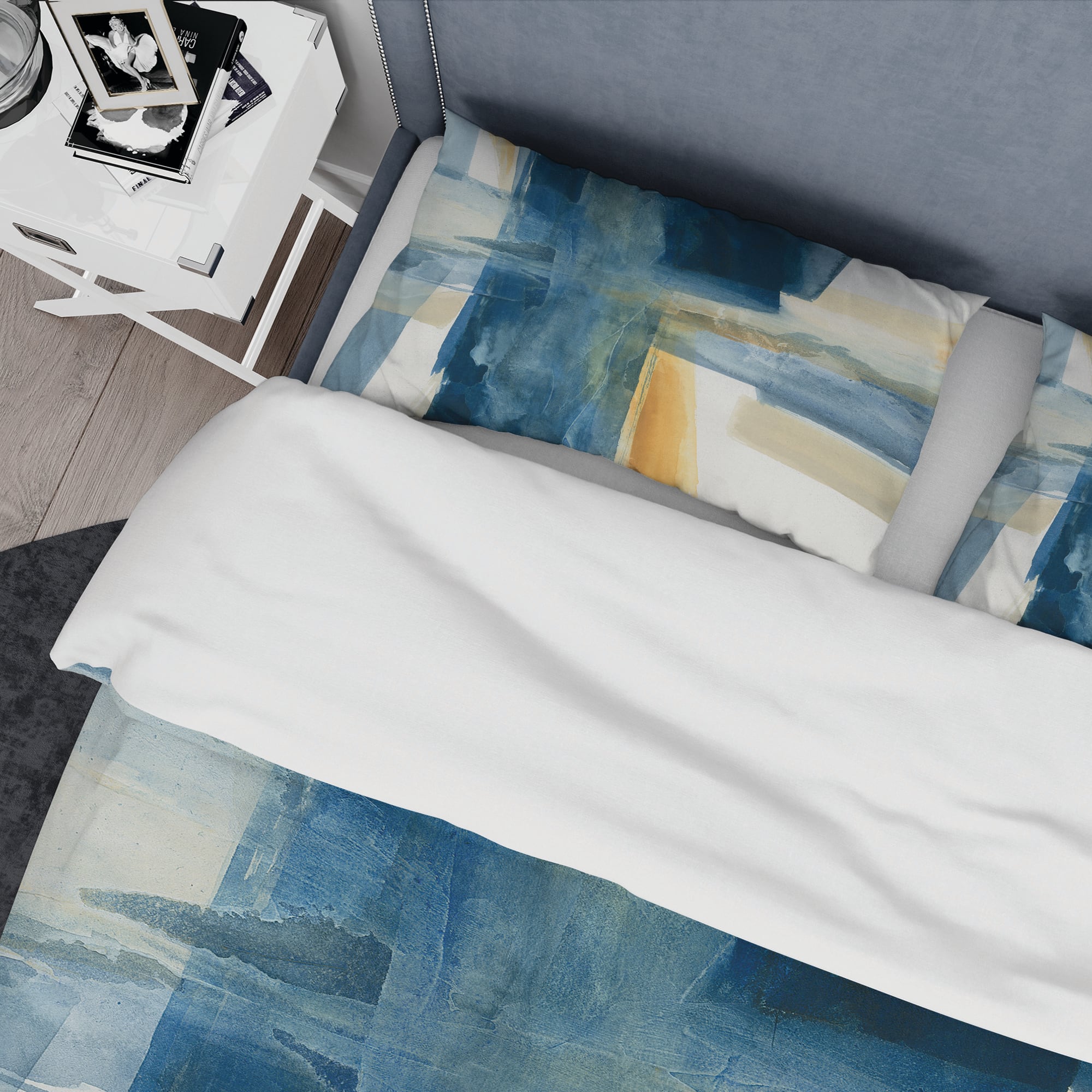 Designart &#x27;Indigo Panel VI&#x27; Geometric Bedding Set - Duvet Cover &#x26; Shams