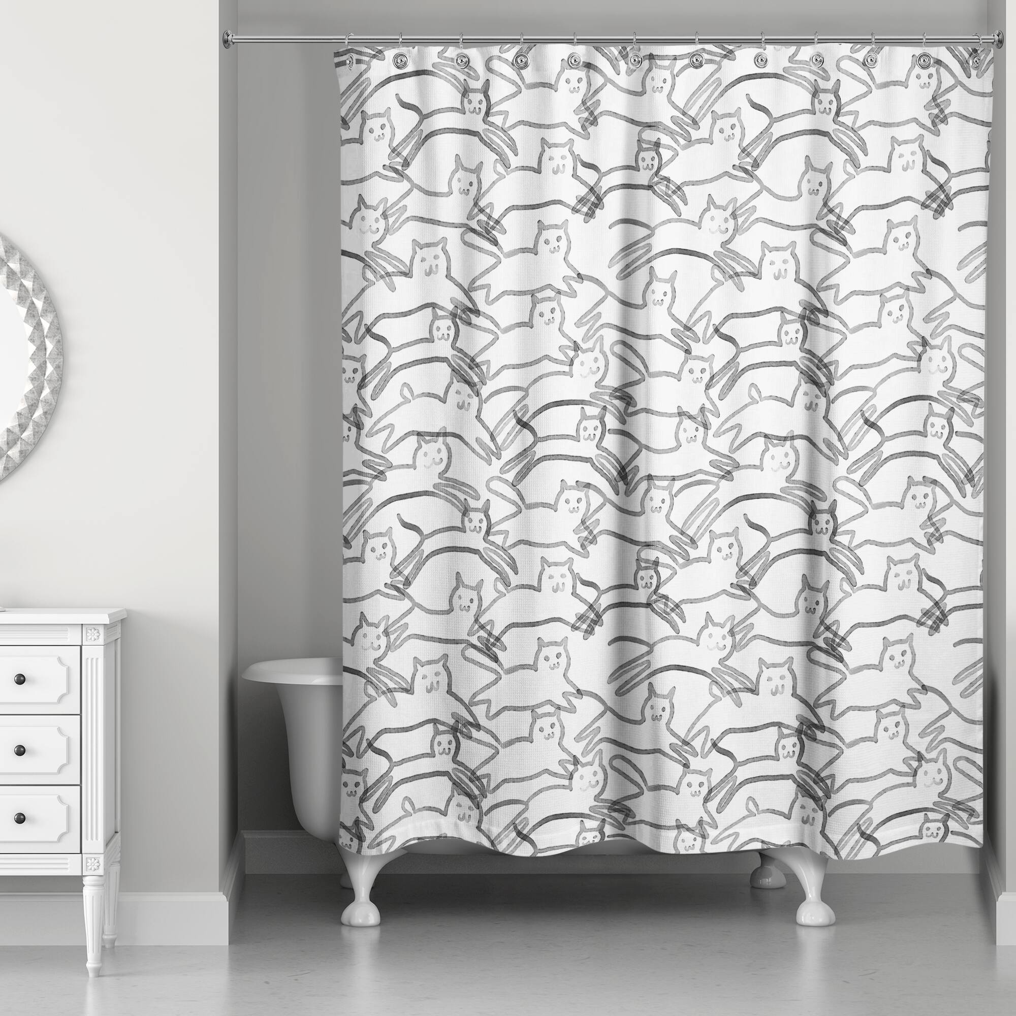 Leaping Cat Pattern II 71&#x22; x 74&#x22; Shower Curtain