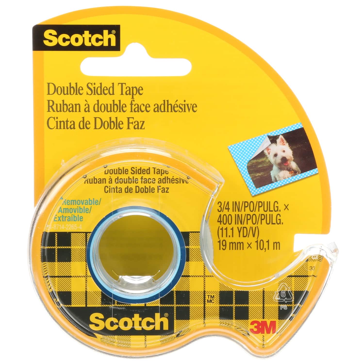 Double Sided Tape & Storage (1roll Pack), Washable Reusable Non-Marking Scotch Tape, Removable Cuttable Wall for Home, Office, Car, Outdoor Use
