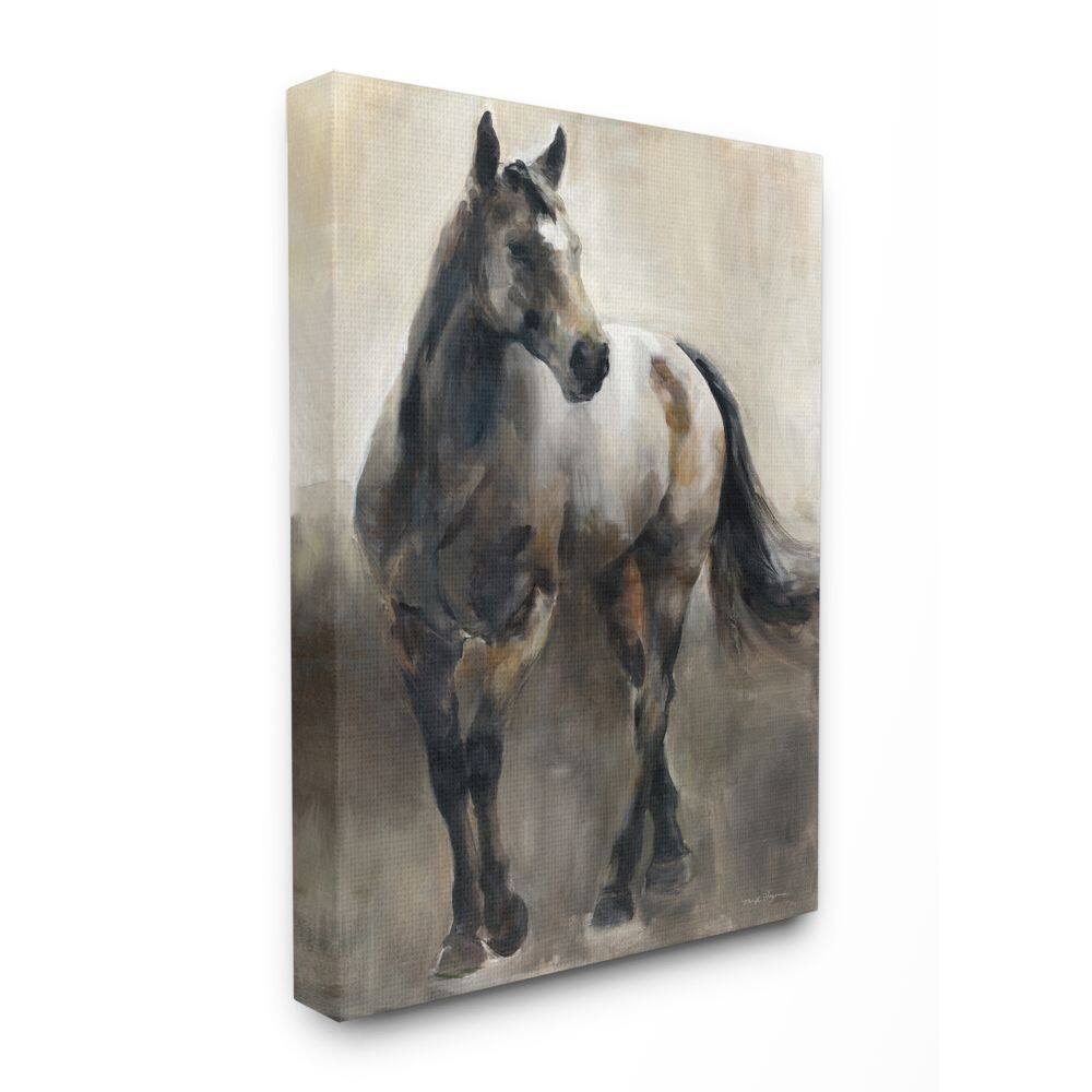 Stupell Industries Abstract Wild Horse Stance Brown Black Painting Canvas Wall Art