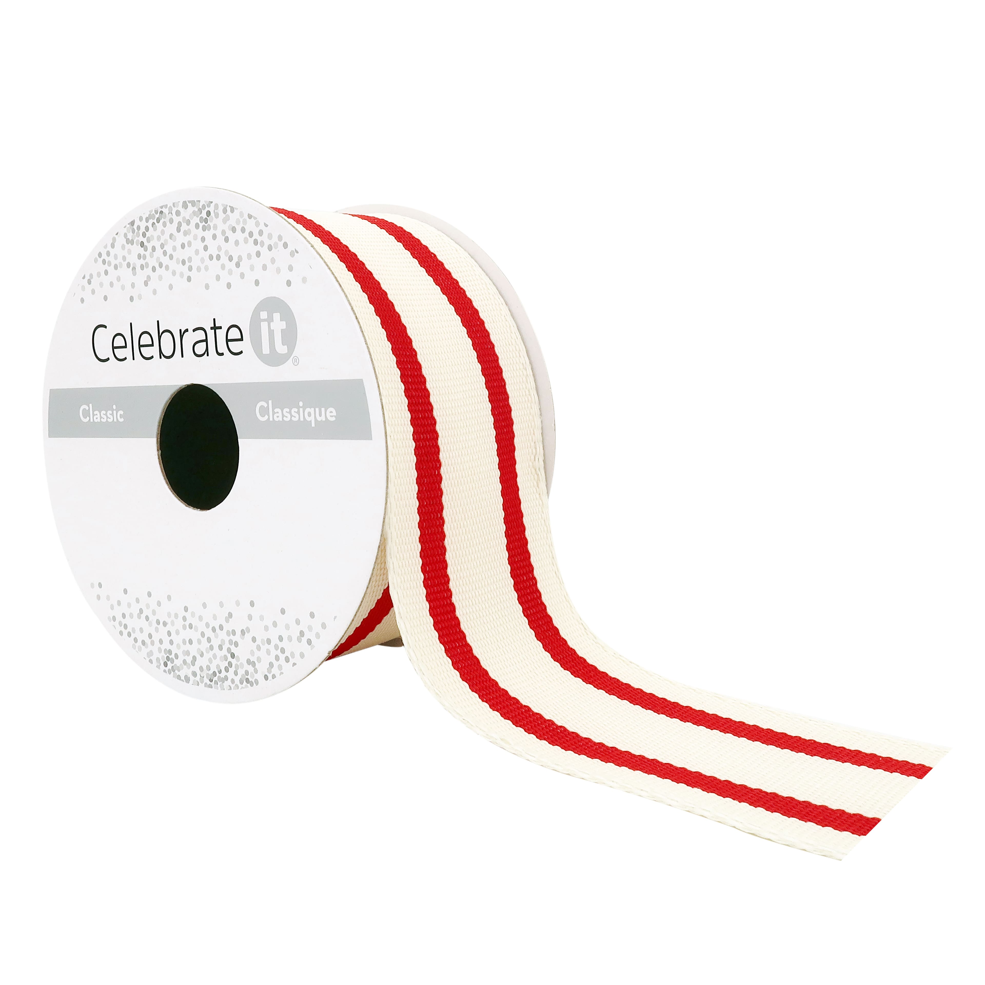 12 Pack: 1.5&#x22; x 3yd. Wired Ticking Stripe Ribbon by Celebrate It&#x2122;