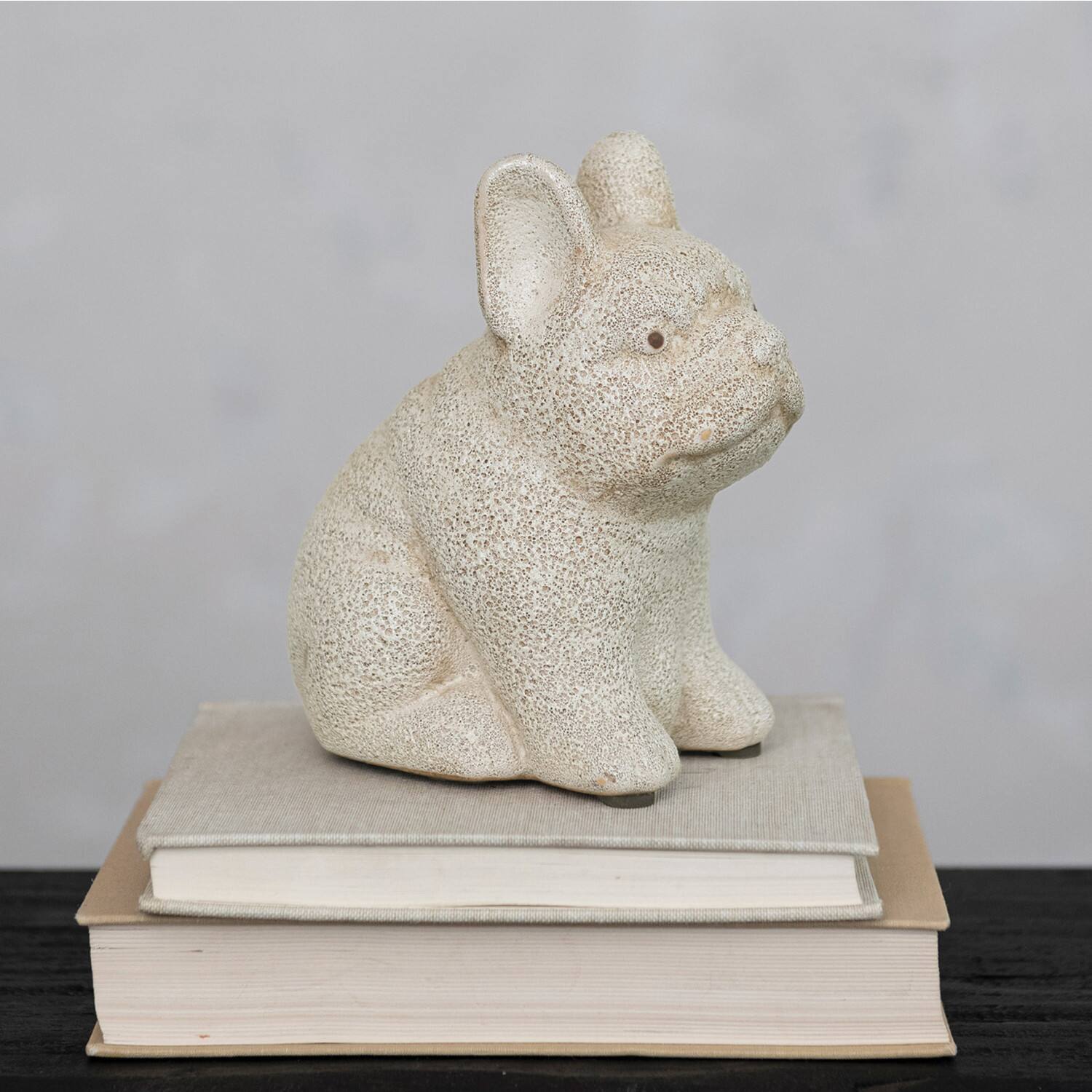 6.25&#x22; White Terra Cotta French Bulldog Figurine