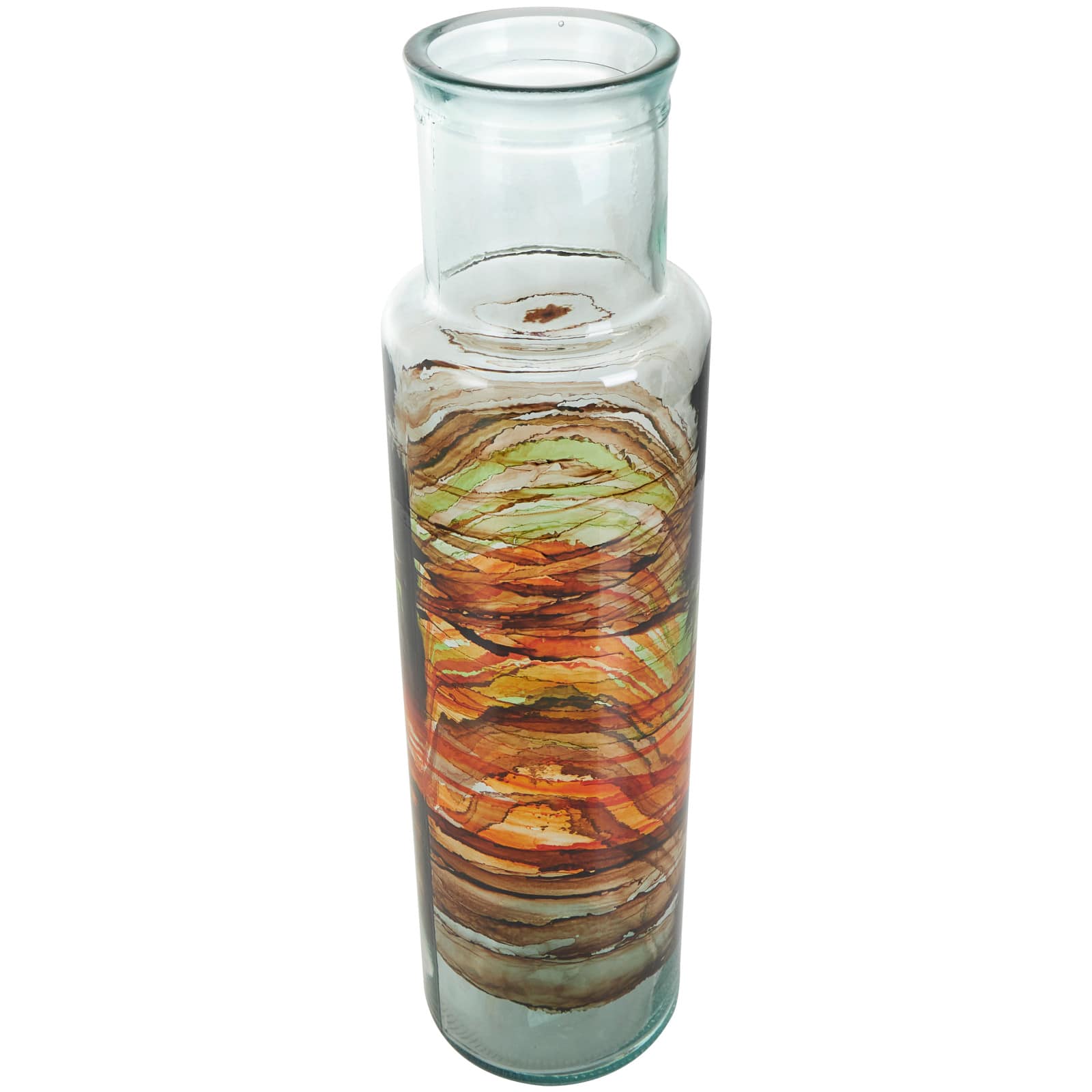 22&#x22; Multicolor Swirl Glass Cylinder Vase