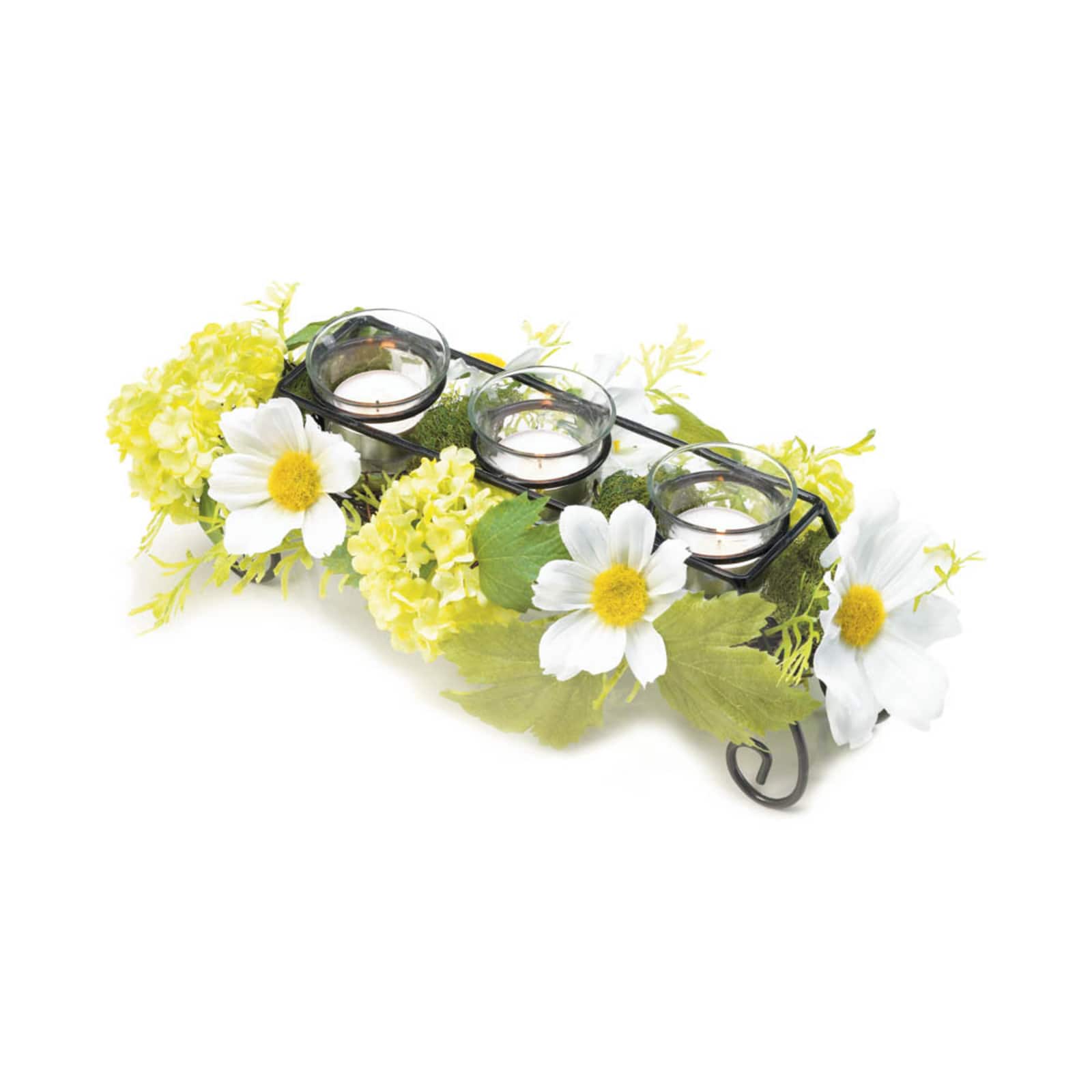 Blooming Faux Daisy Candleholder 13" x 6" x 4.5