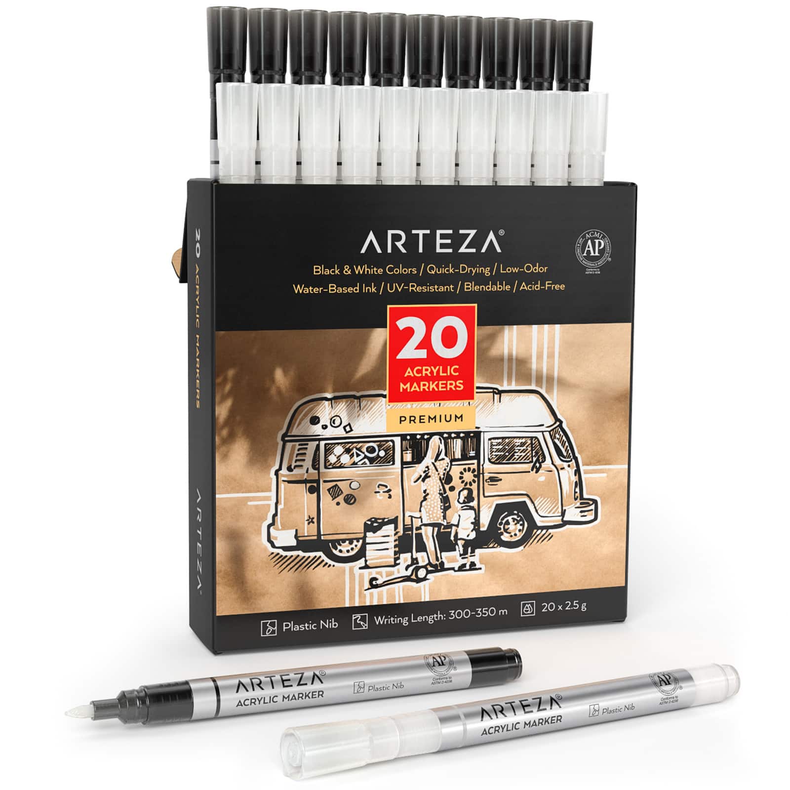 Arteza® Black & White Acrylic Paint Marker Set