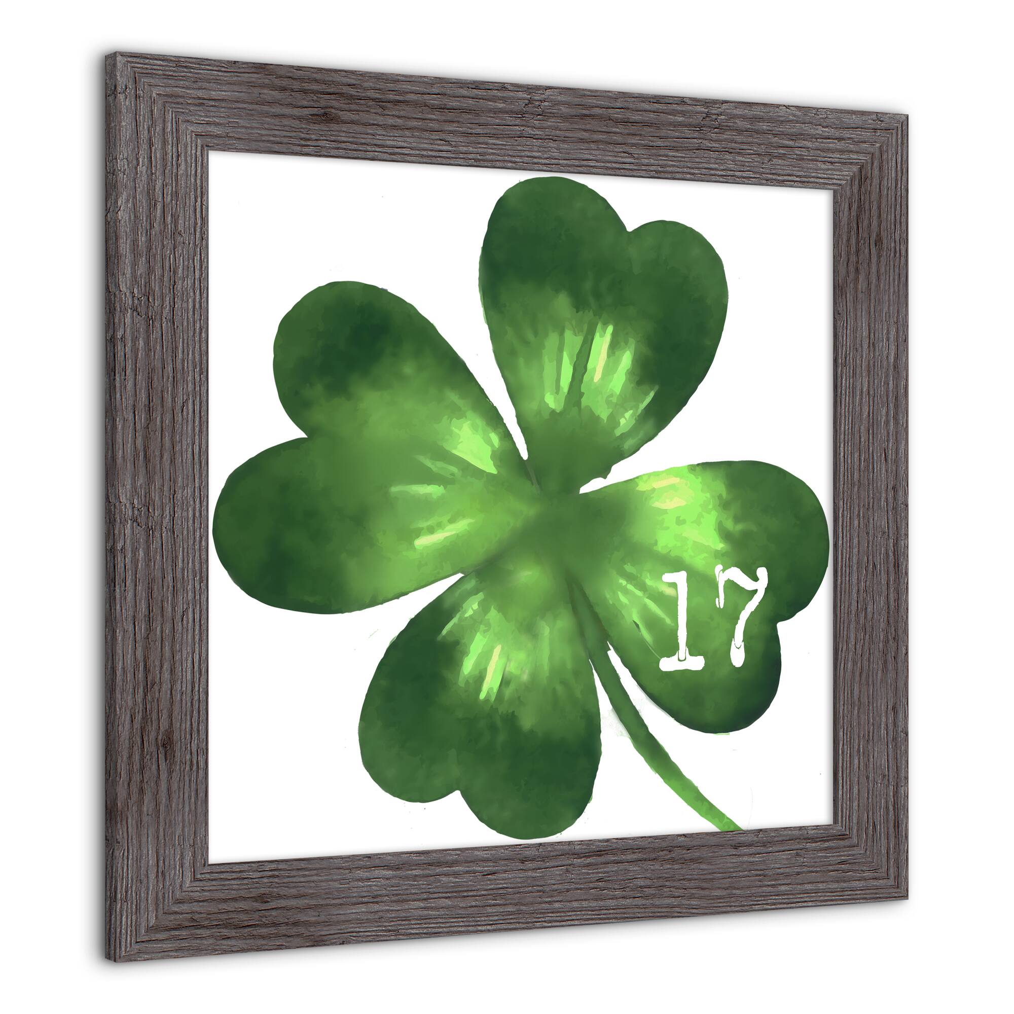 Large Four Leaf Clover Date Framed Print 2 16&#x22; x 16&#x22; Western Gray Framed Print