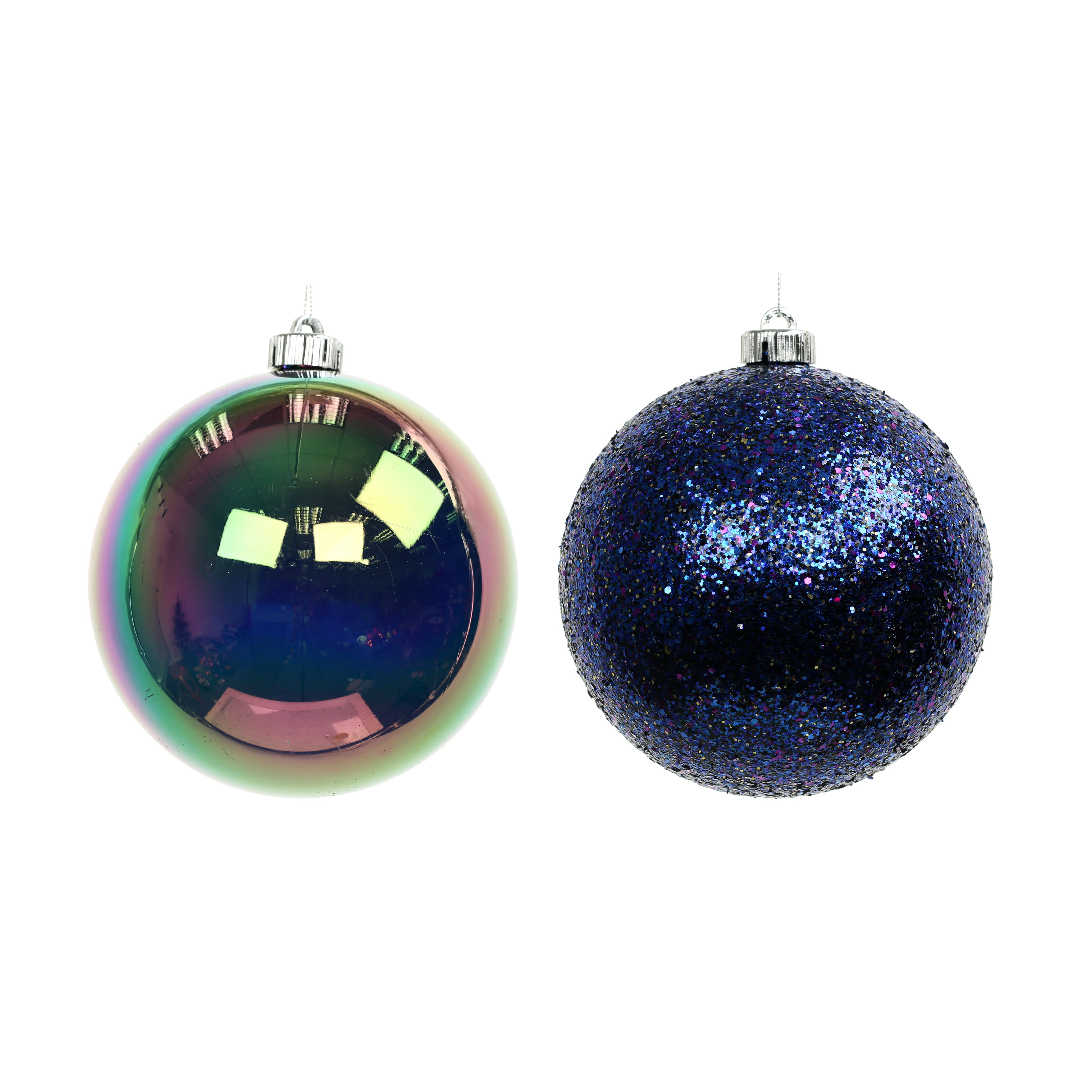 6&#x22; Shiny Multicolor &#x26; Purple Glitter Plastic Ball Ornament Set by Ashland&#xAE;