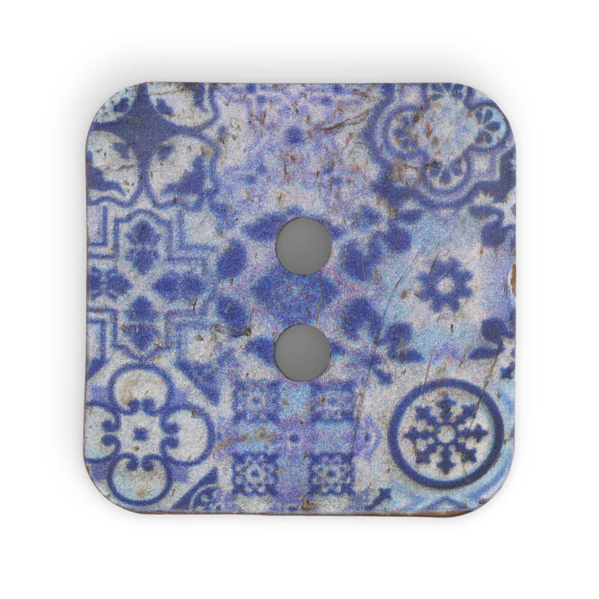 Dritz® 35mm Blue Sustainable Coconut Square Button, 3ct.
