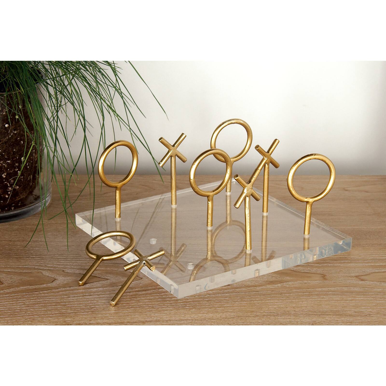 CosmoLiving by Cosmopolitan Gold &#x26; White Acrylic Glam Tic-Tac-Toe Game Set