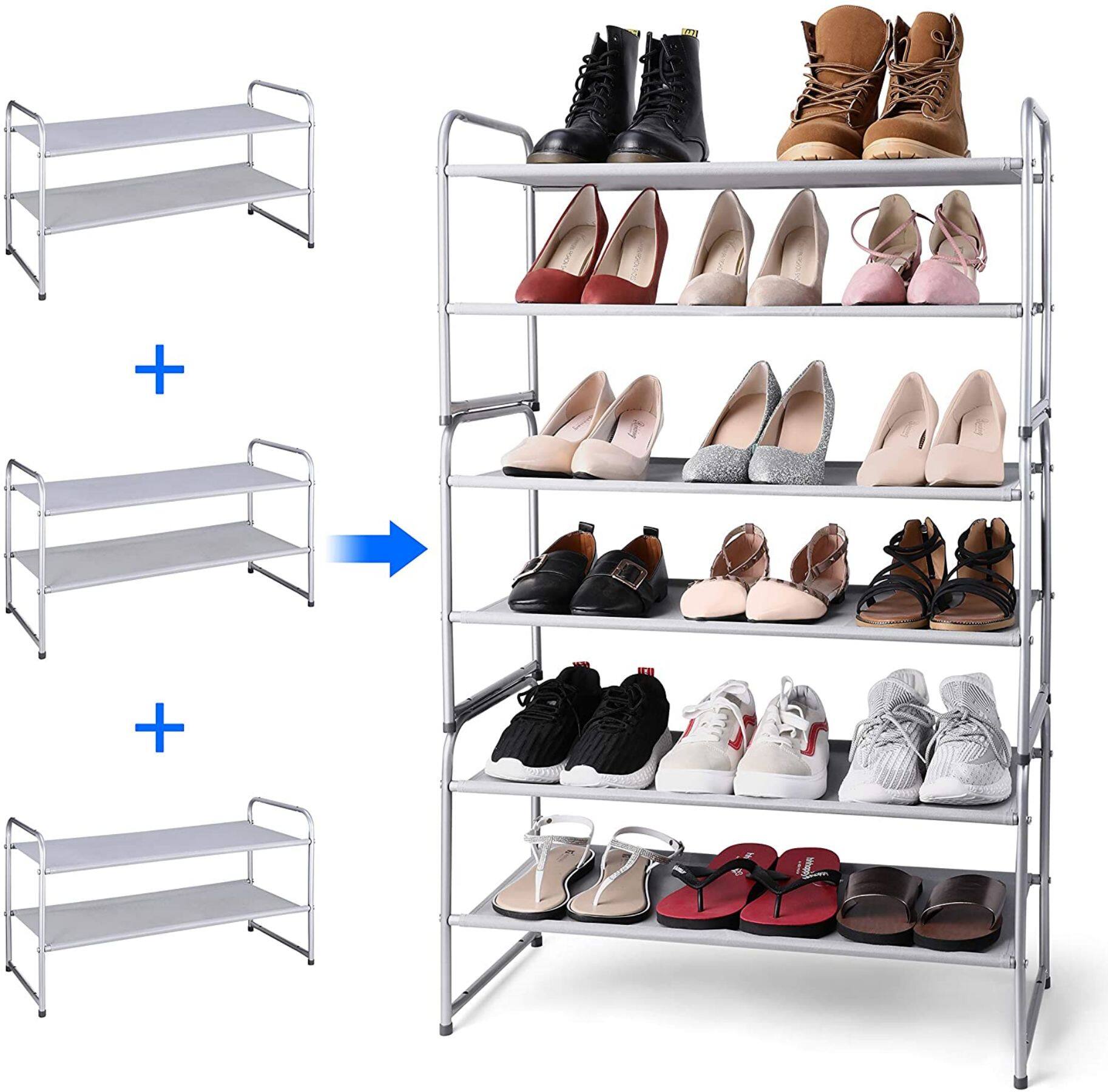 NEX™ Oumilen Silver 2-Tier Stackable Shoe Rack