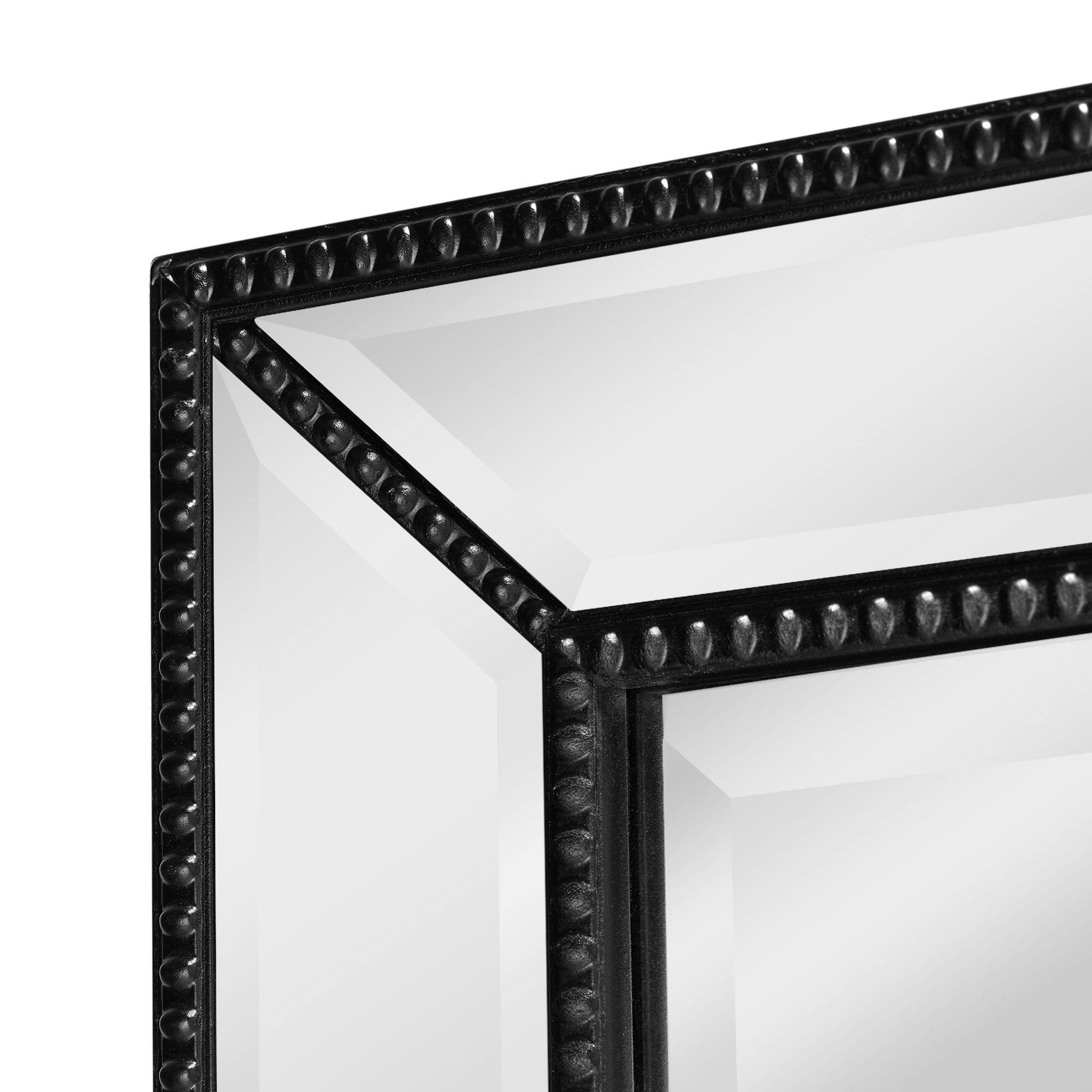 Head West Black Metro Beaded Glass Framed Vanity Mirror - 32" x 20"