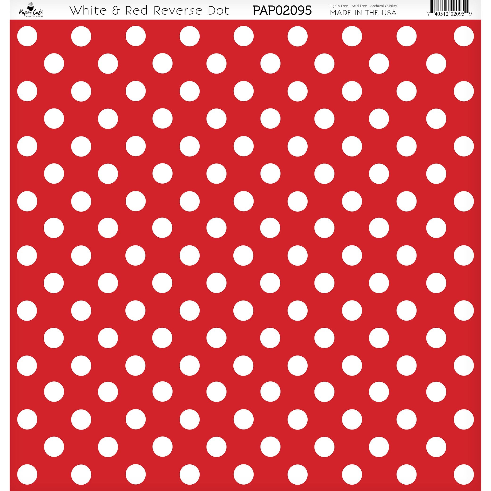 Paper Café White & Red Reverse Mini Dot 12 x 12 Cardstock, 15