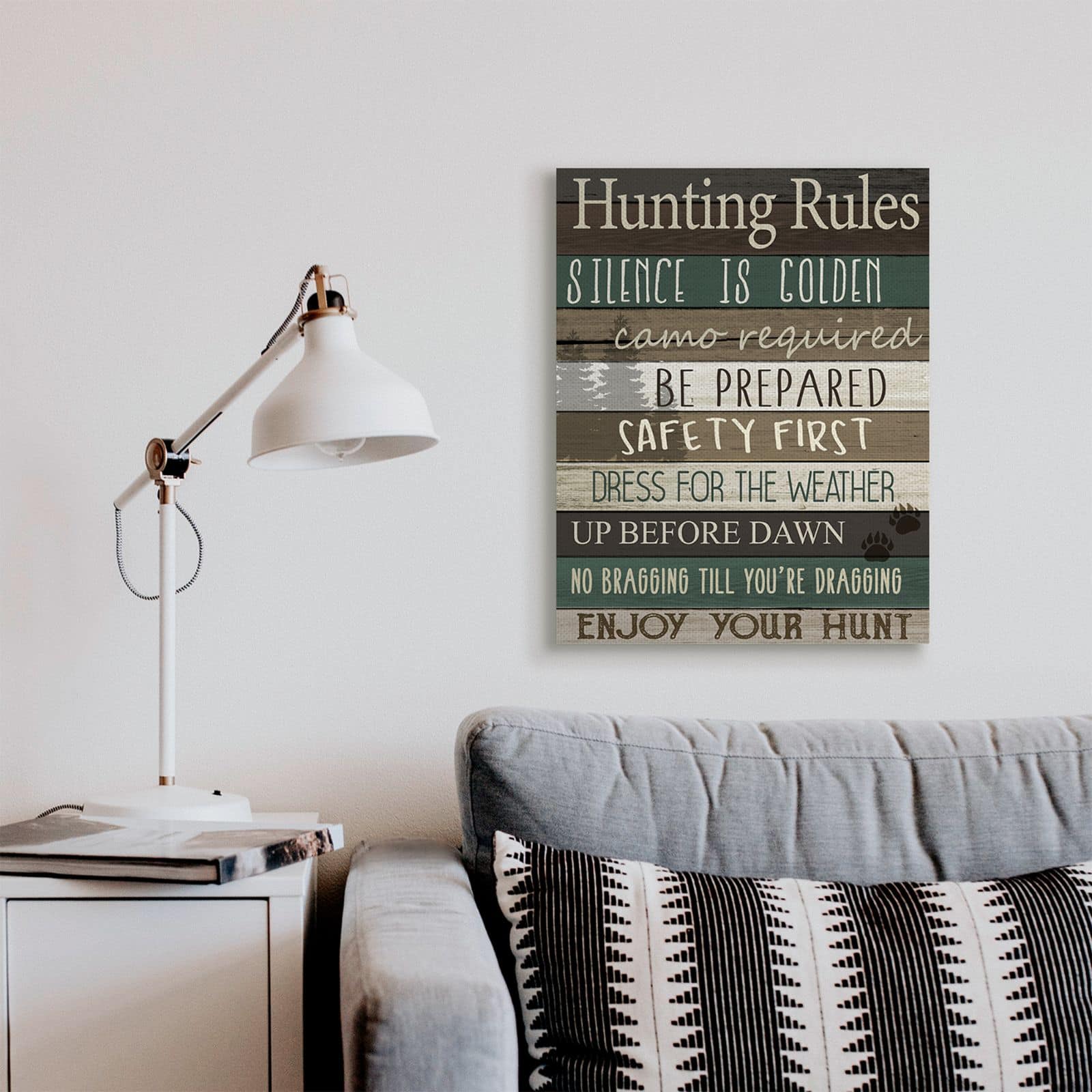 Stupell Industries Cabin Hunting Rules Rustic Charm Brown Green Canvas Wall Art