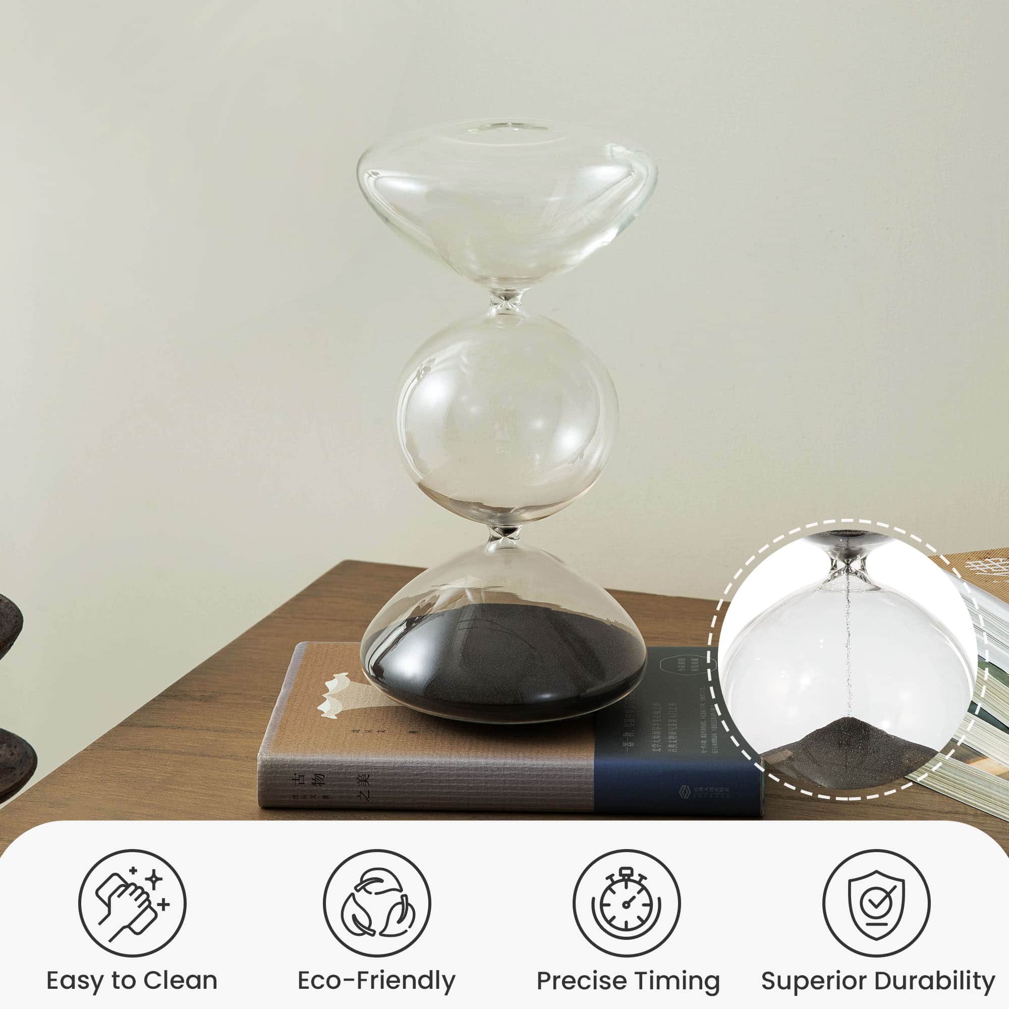 Glitzhome® 10.25" Modern Tri-Layer Hourglass with Black Sand