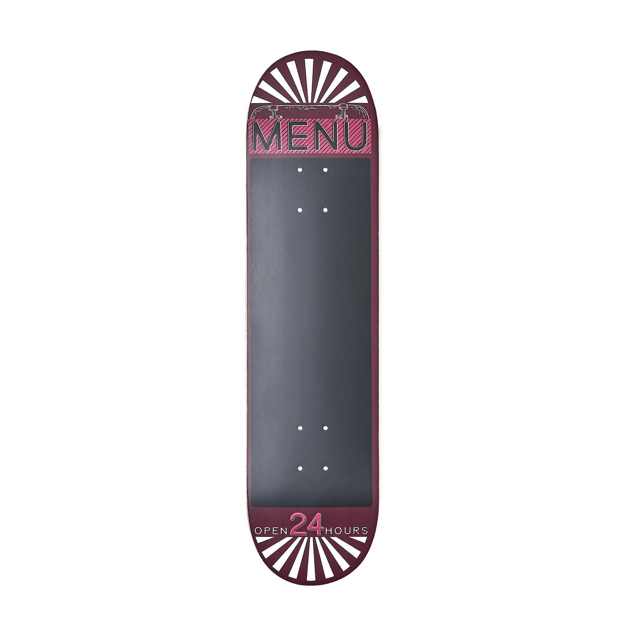American Art Decor Wood Skate Chalkboard Menu, Red, 8&#x22; x 31.5&#x22; , Wall Decor