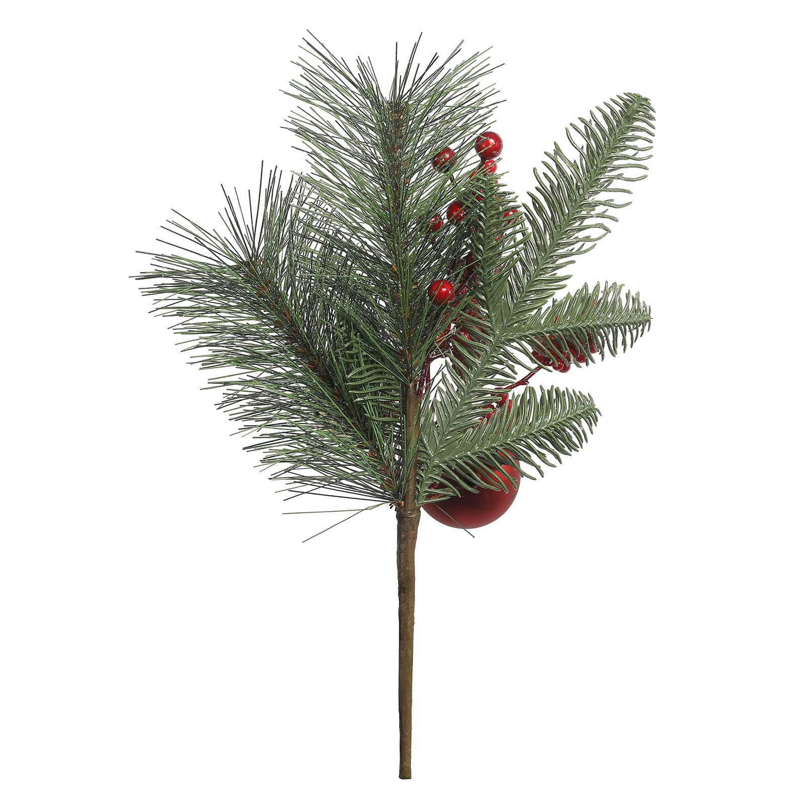 12&#x22; Glitter Pine, Red Berry &#x26; Ball Ornament Pick by Ashland&#xAE;