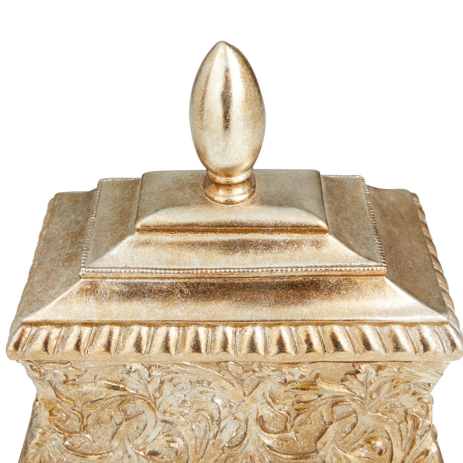 11" Gold Square Traditional Decorative Jar