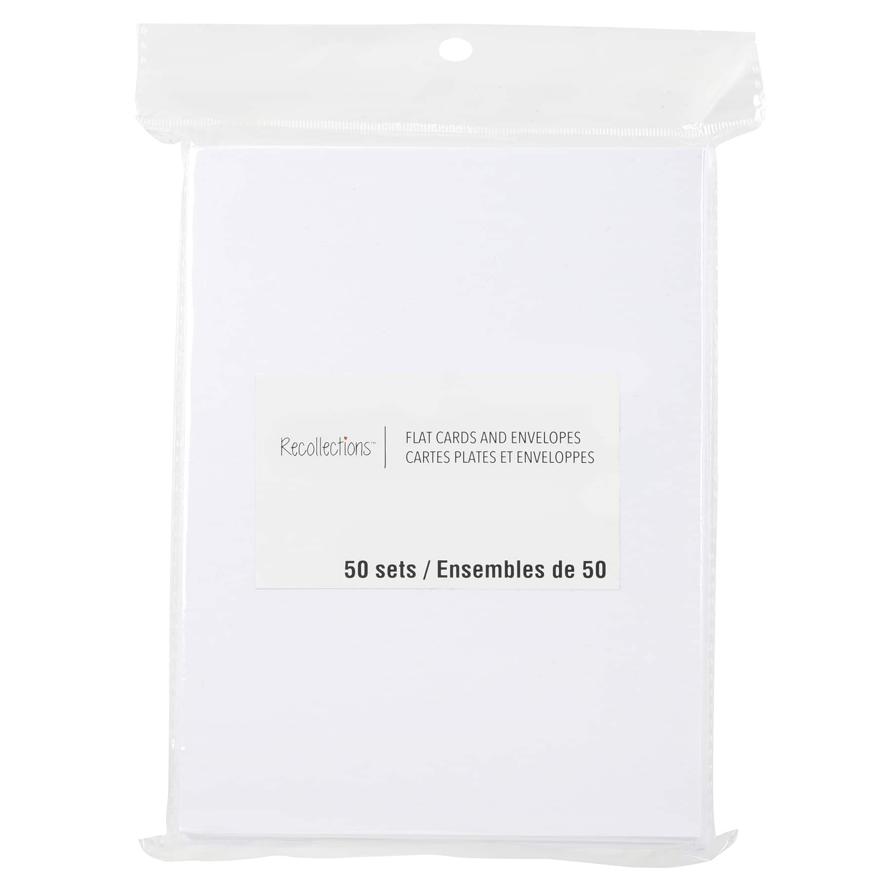 50 Sets of White Flat Cards &#x26; Envelopes by Recollections&#x2122;, 5&#x22; x 7&#x22;