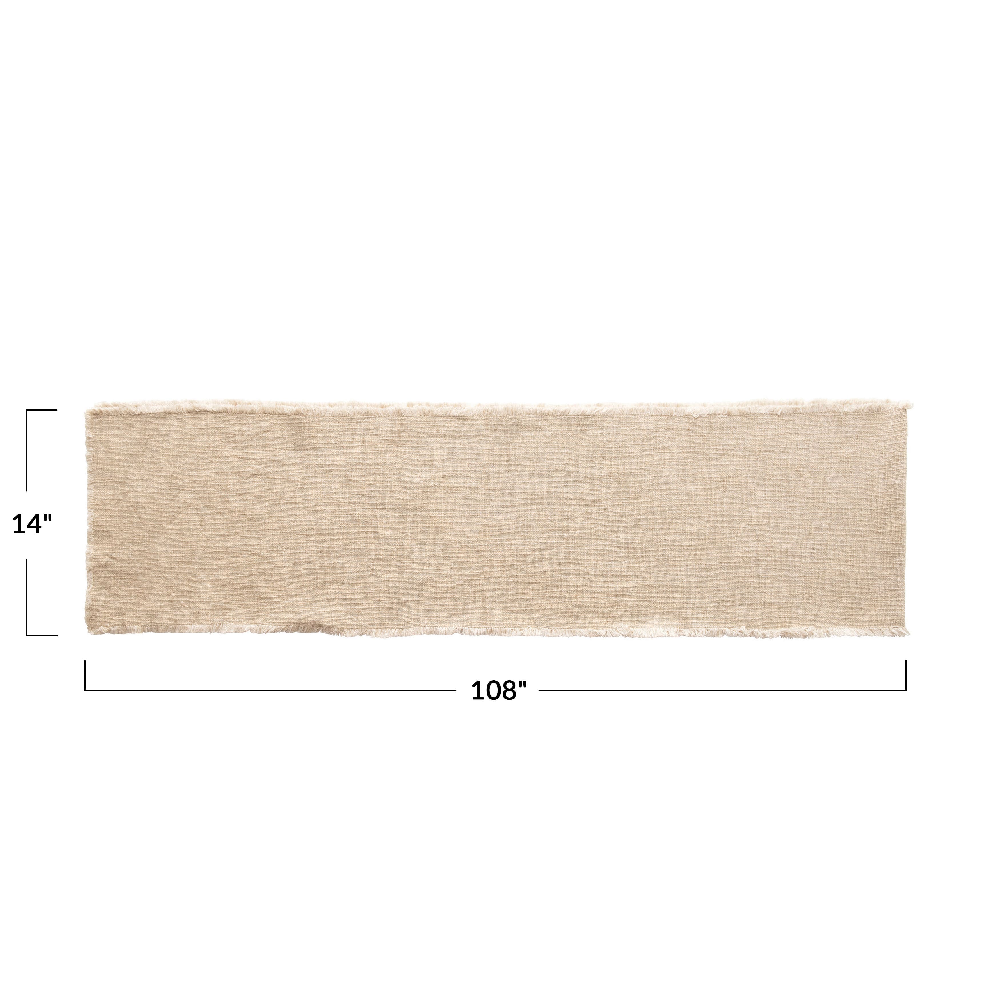 Hello Honey&#xAE; 108&#x22; Natural Linen-Blend Table Runner with Frayed Edges
