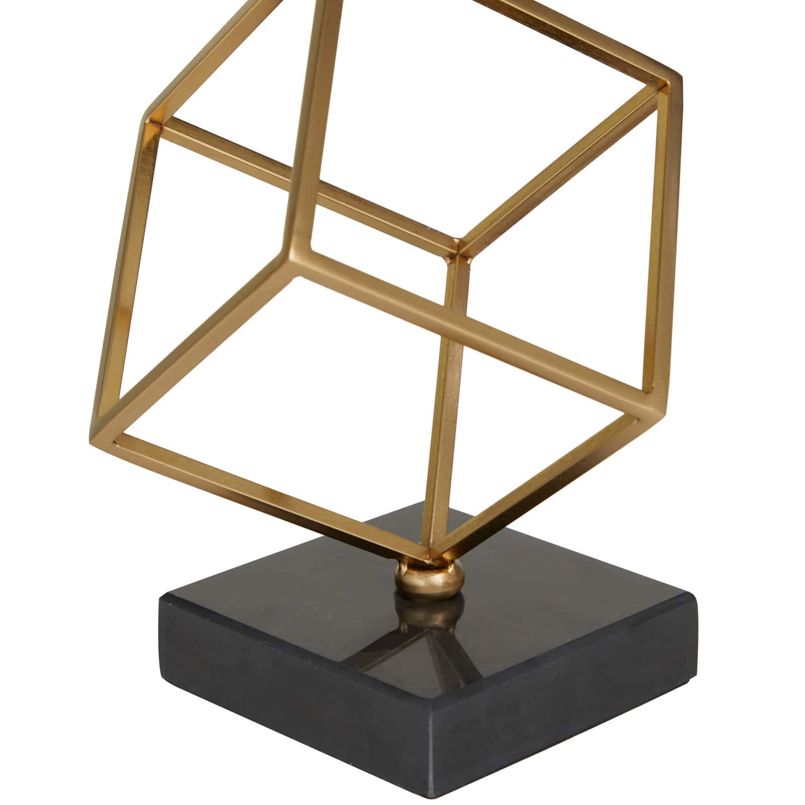 17" Black Marble Gymnast Sculpture with Gold Cube Base