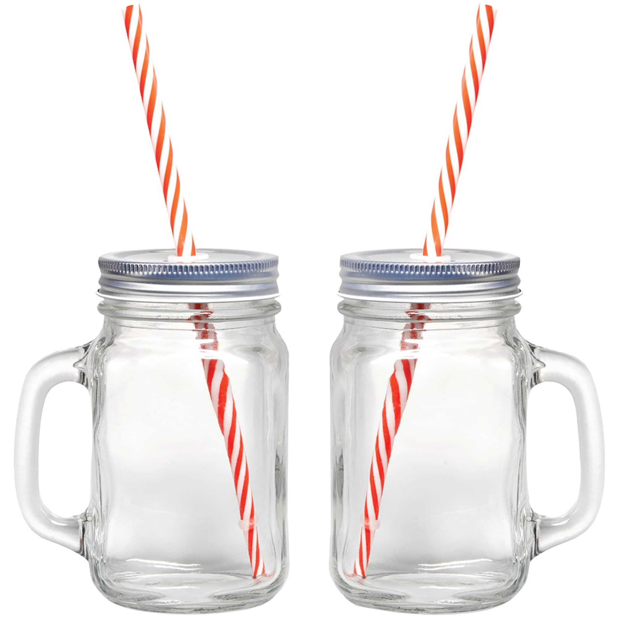 Gourmet by Starfrit 16oz. Mason Jar Mugs with Straws, 2ct.