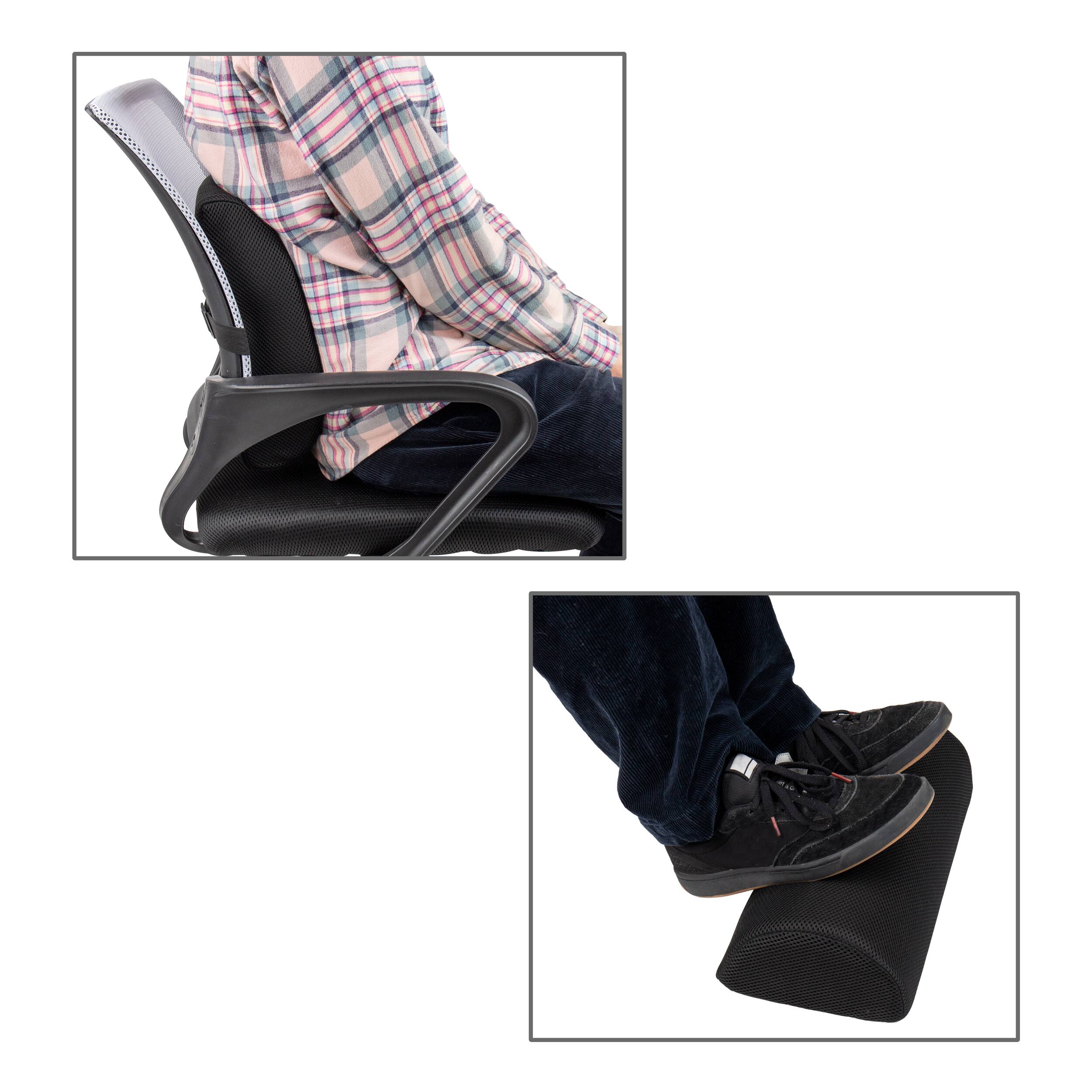 Mind Reader Harmony Collection Black Ergonomic Back and Footrest Set