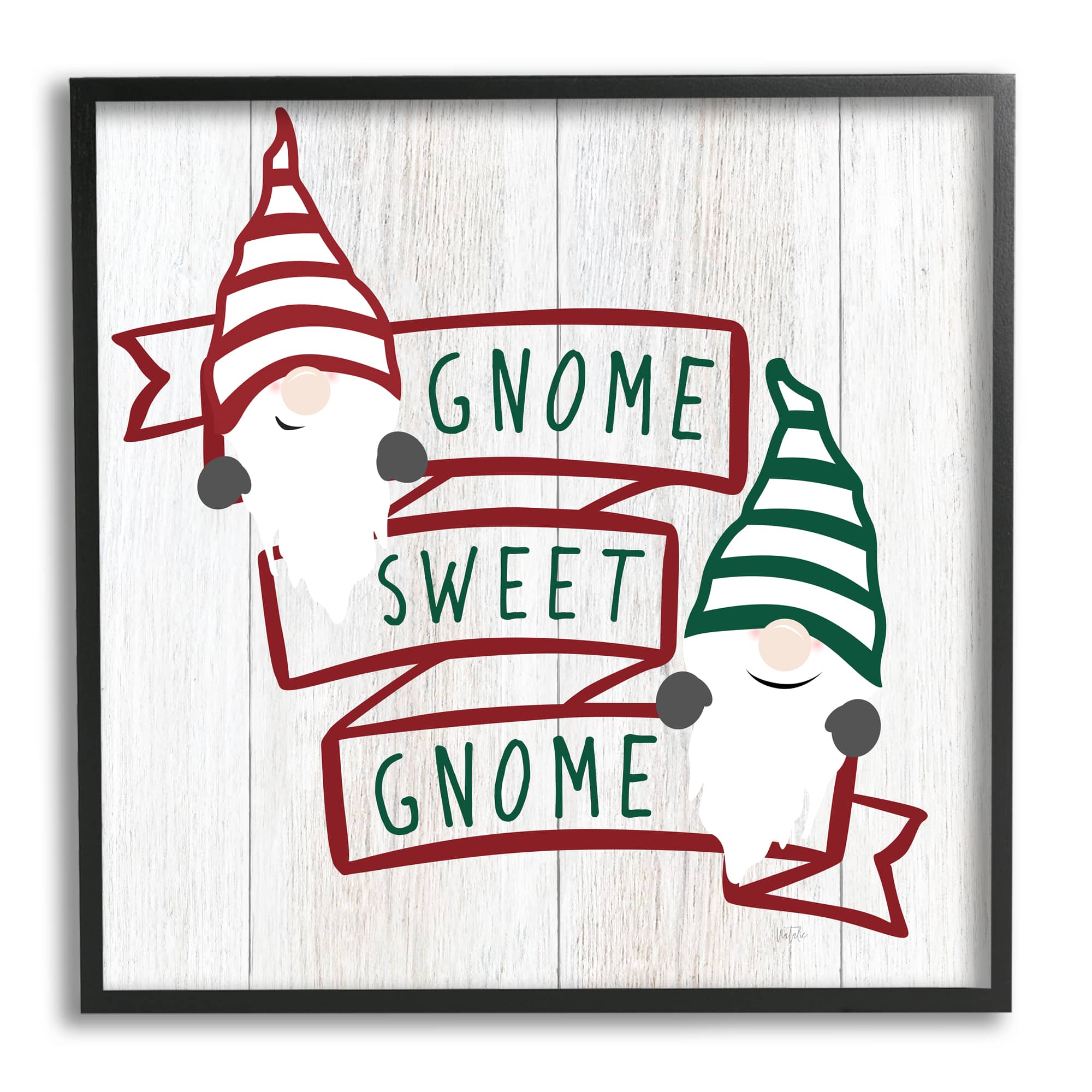 Stupell Industries Sweet Gnome Banner Phrase Framed Giclee Art