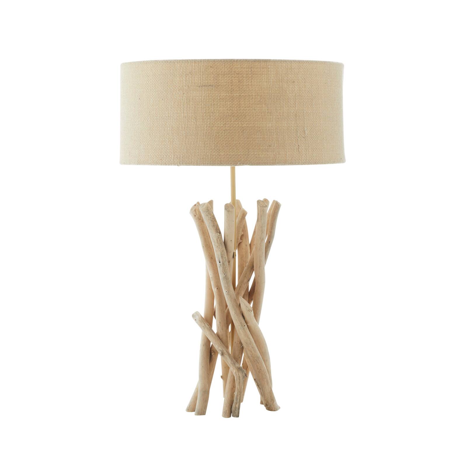 24&#x22; Natural Beige Wood Rustic Table Lamp