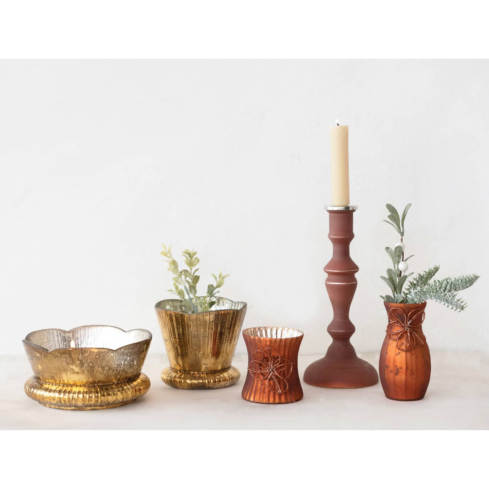 Hello Honey&#xAE; 9&#x22; Mercury Glass Taper Candle Holder