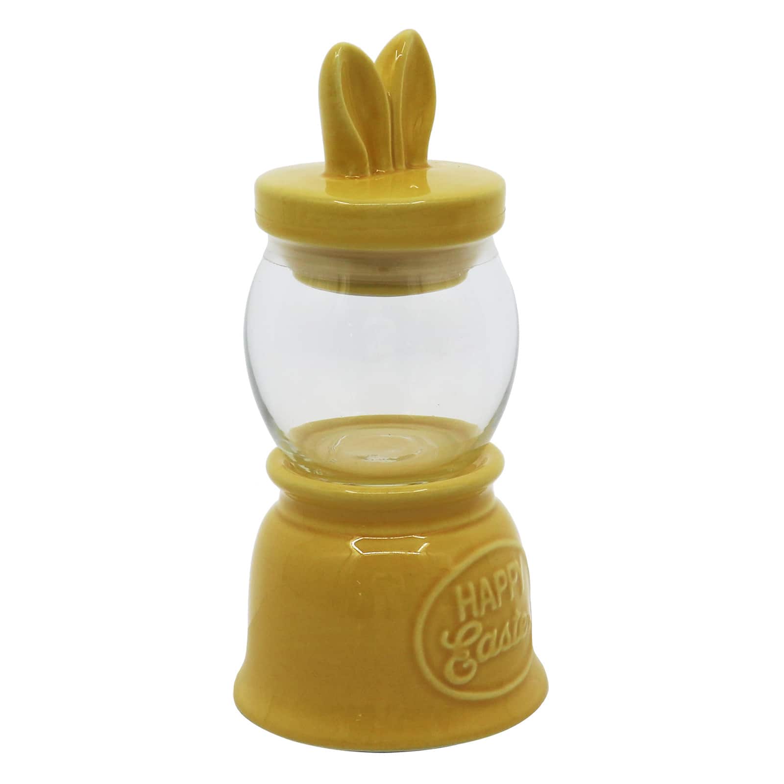 7.5&#x22; Yellow Bunny Glass &#x26; Ceramic Candy Container by Ashland&#xAE;