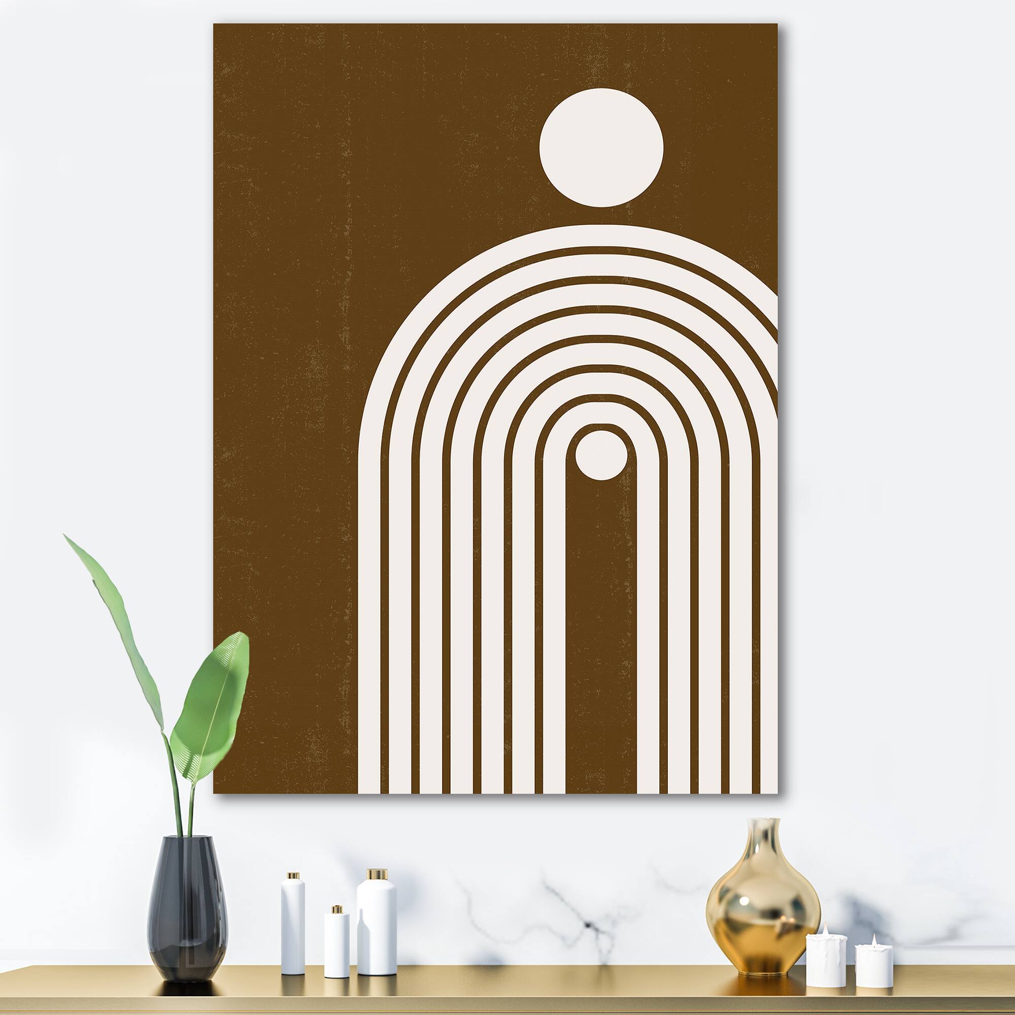 Designart - Terracotta Minimalist Boho Rainbow II - Modern Canvas Wall Art Print