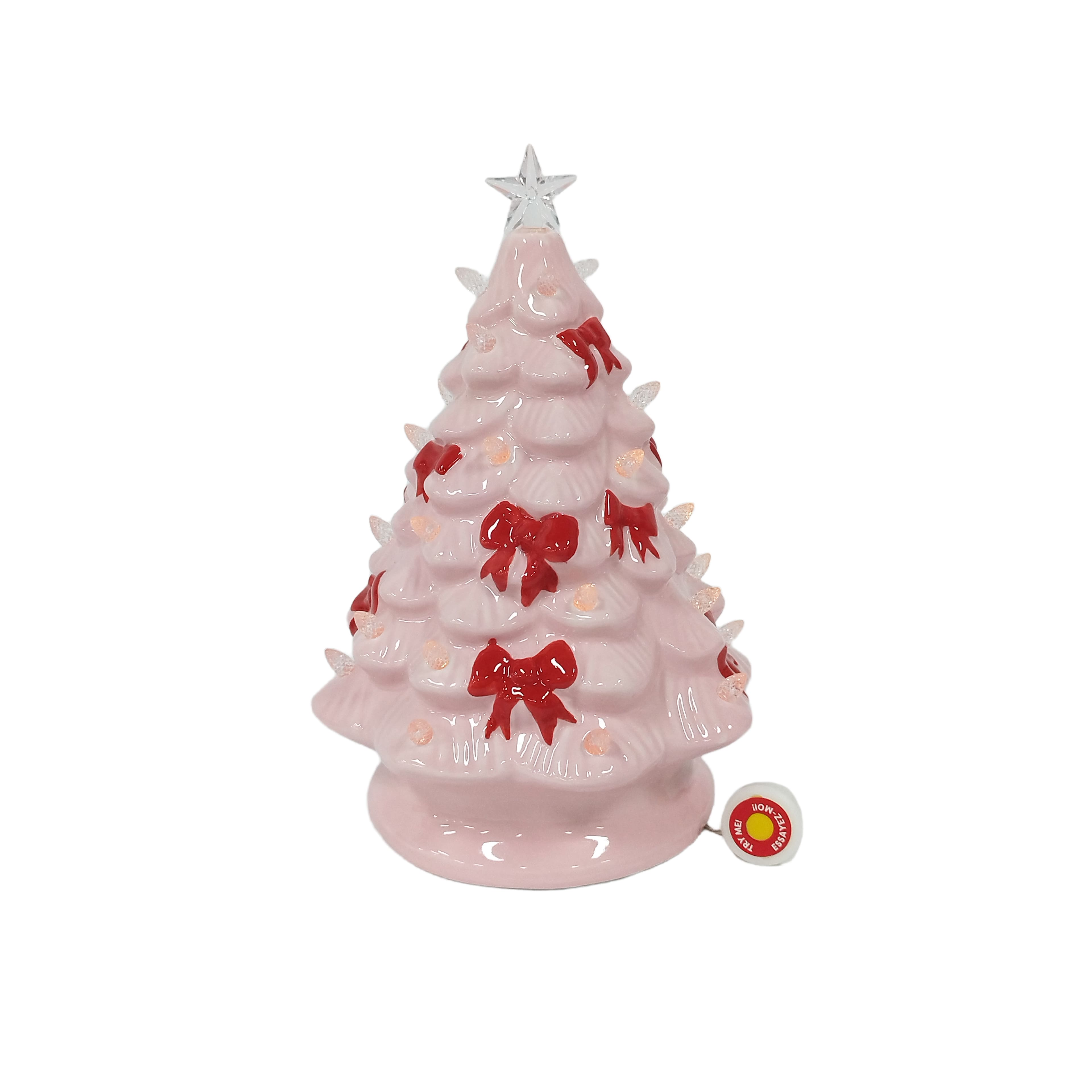 10&#x22; Pink Tree with Bows LED Ceramic Tabletop D&#xE9;cor by Ashland&#xAE;