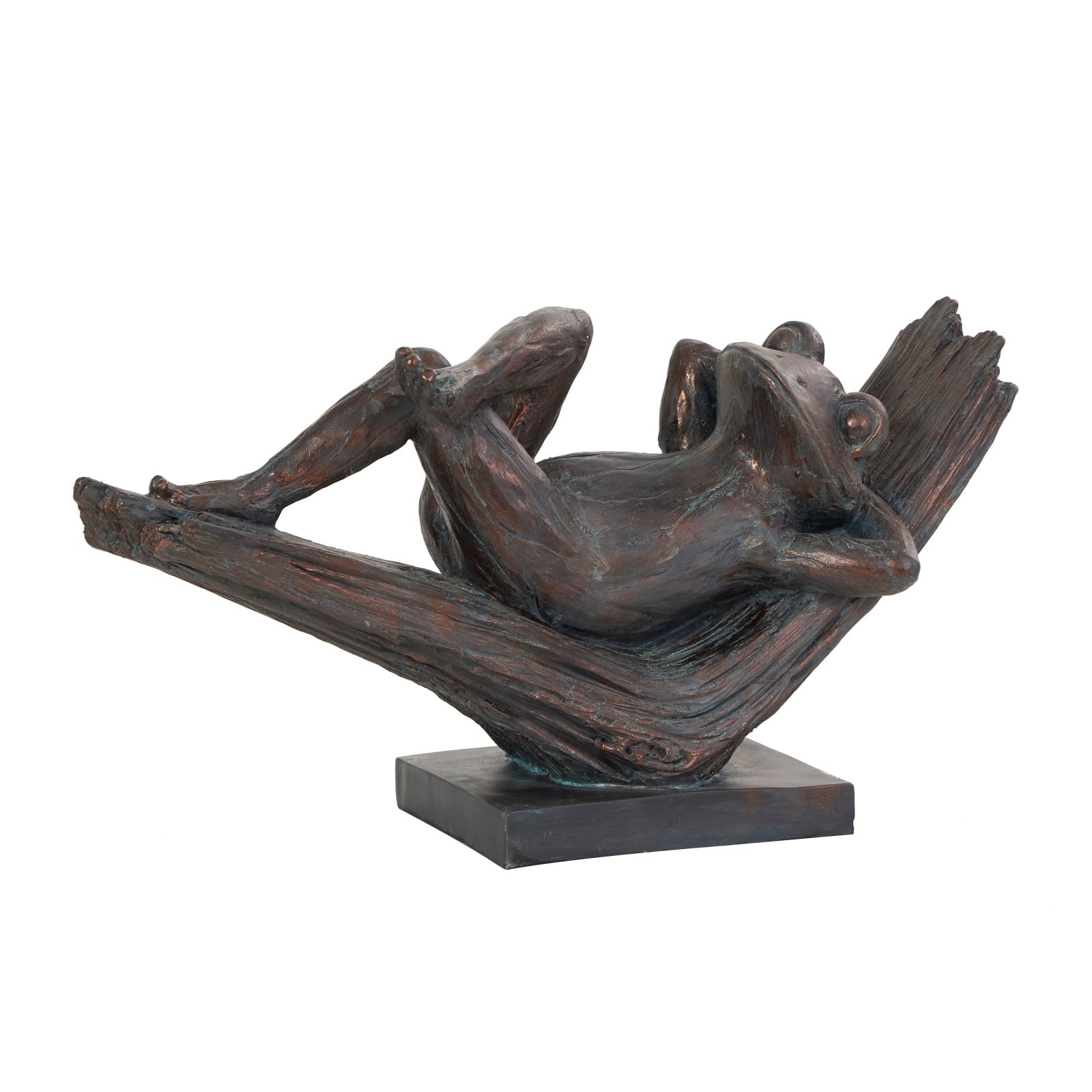 16&#x22; Bronze Frog Patina Relaxing Sculpture