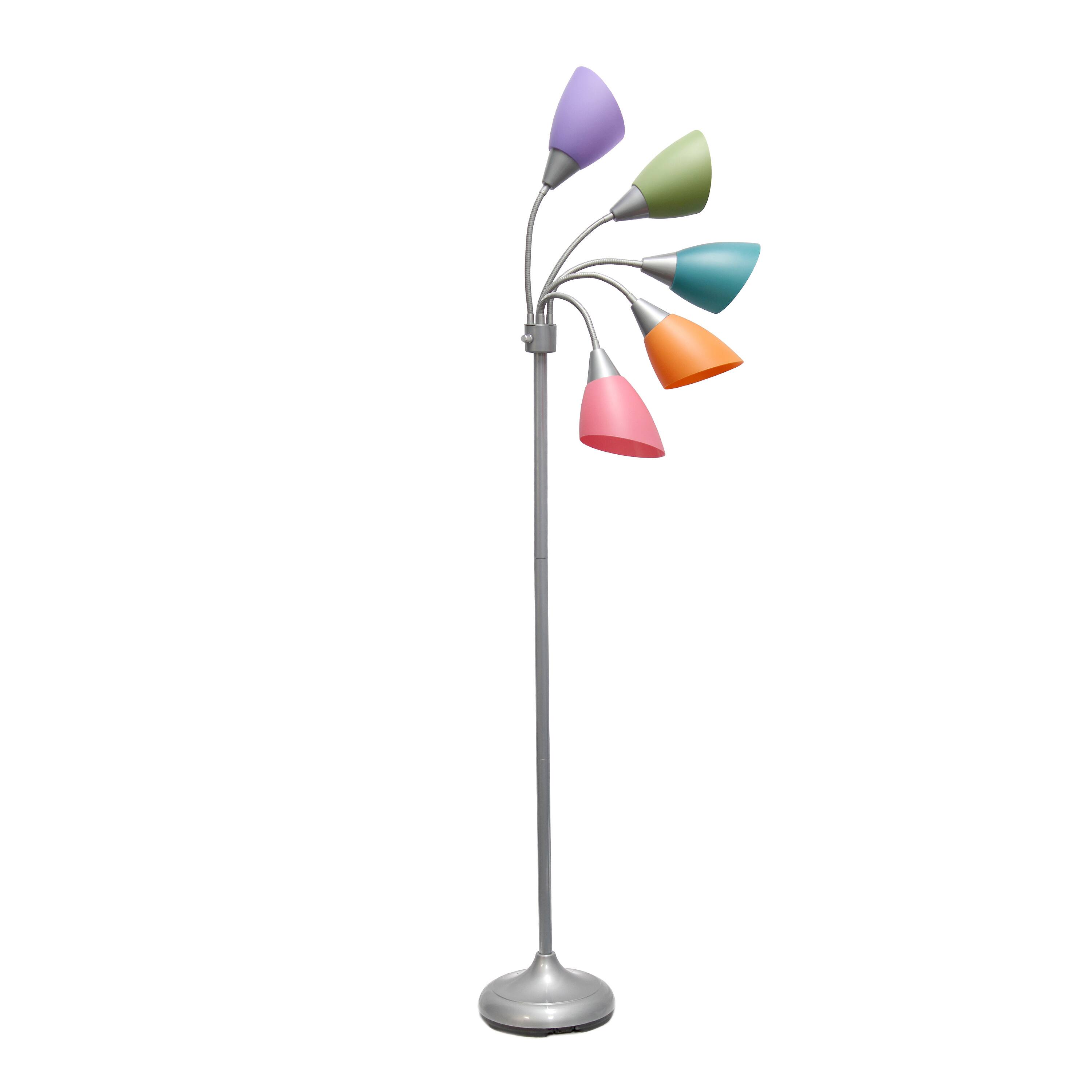 Simple Designs&#x2122; 5.6ft. 5-Light Gooseneck Silver Floor Lamp