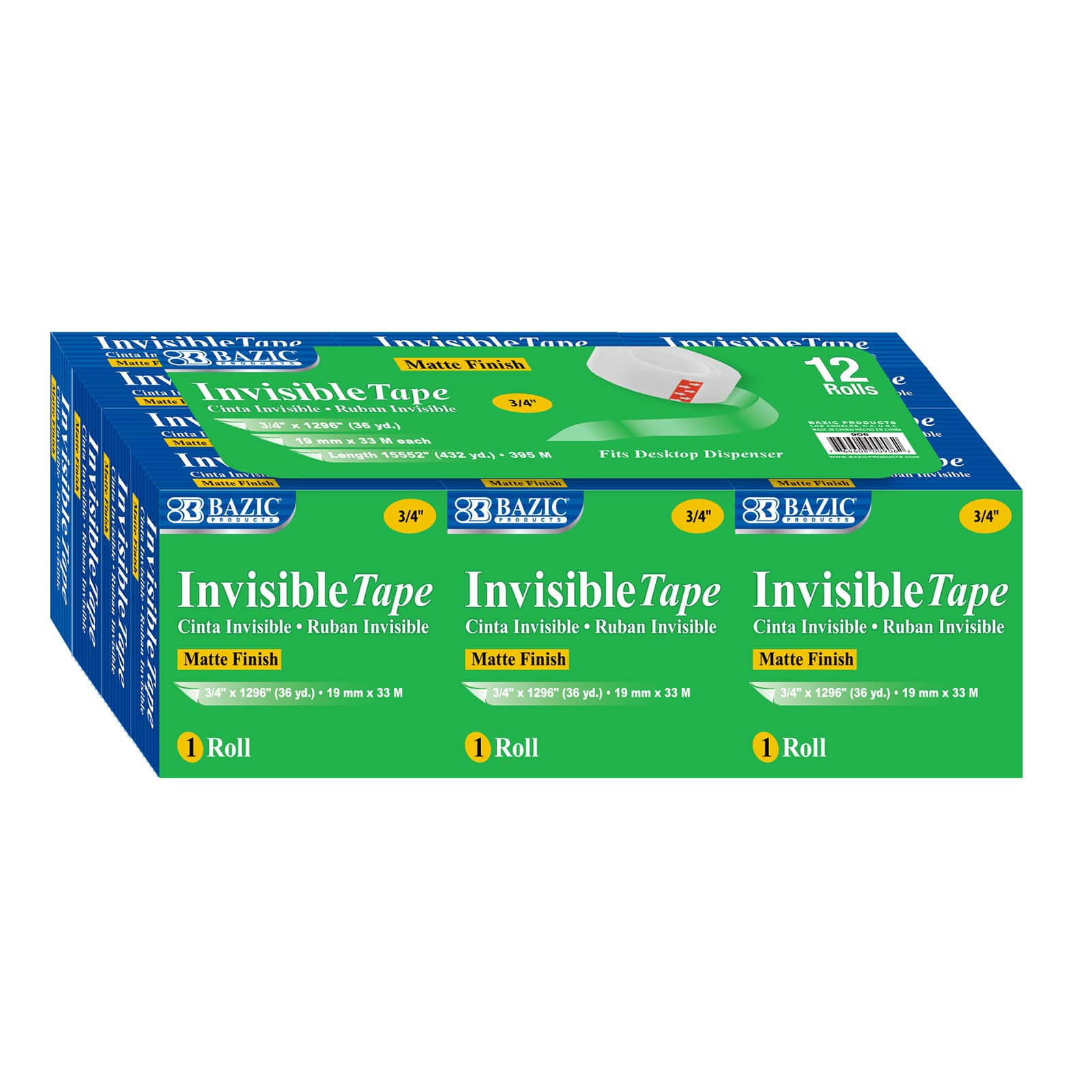 BAZIC&#xAE; Invisible Tape Refill, 12ct.