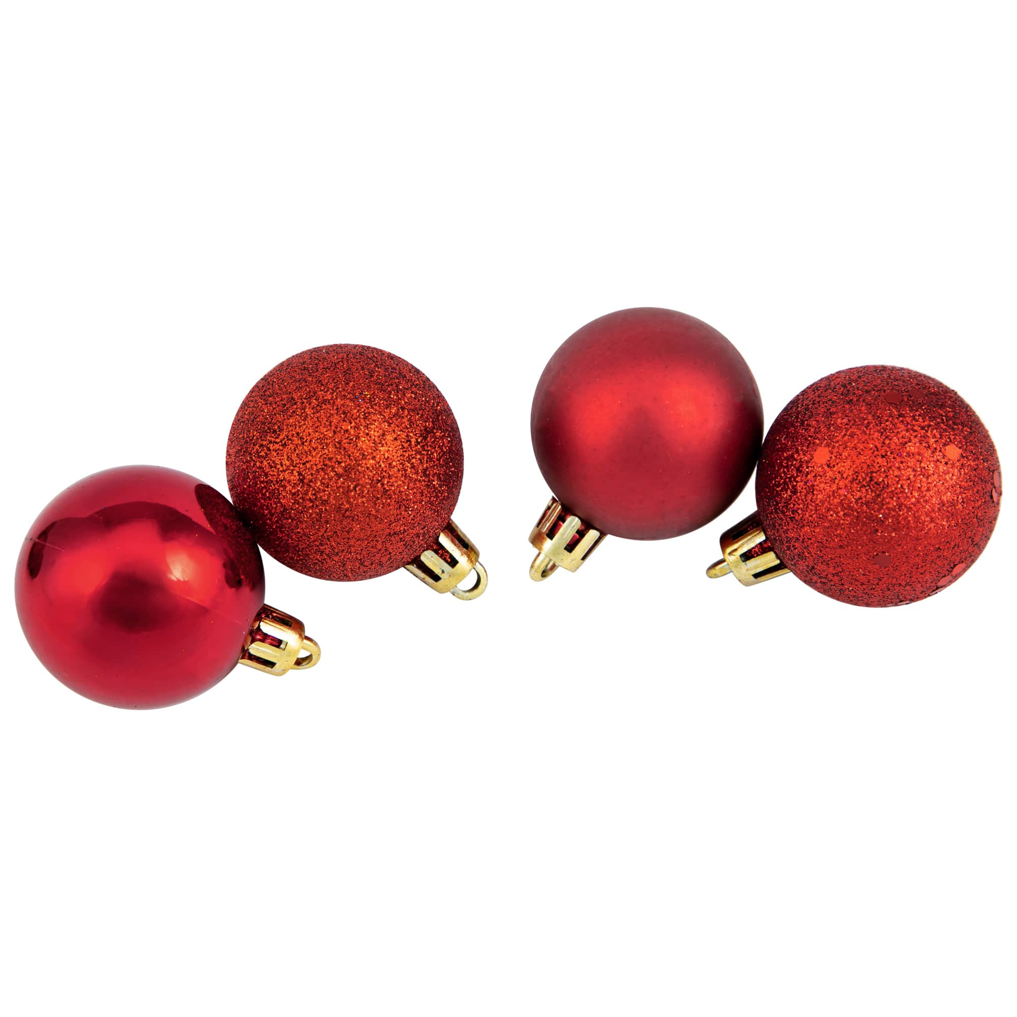 96ct. 1.5&#x22; 4-Finish Red Shatterproof Ball Ornaments