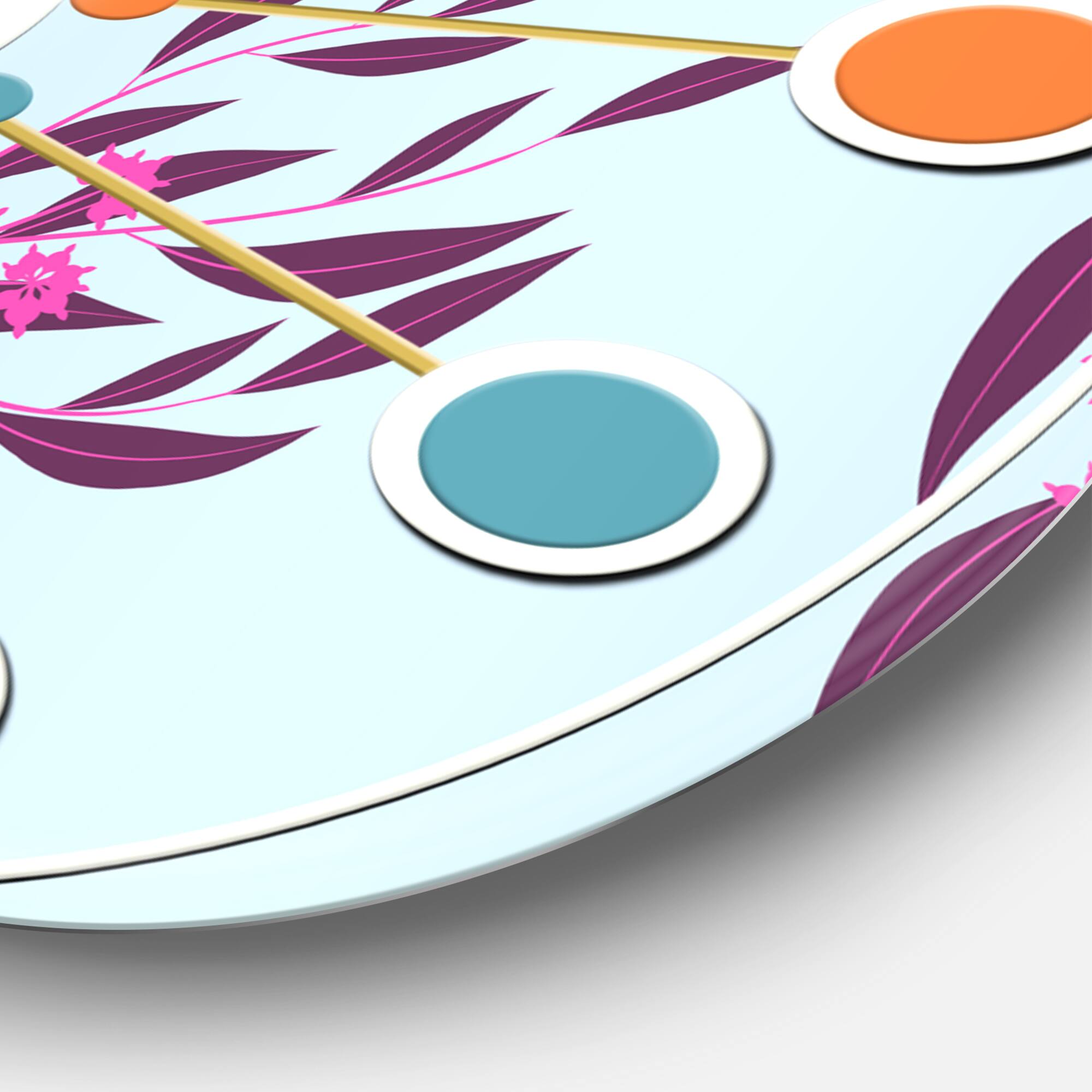 Designart 'Bright Eucalyptus Floral Pattern I Mid-Century Modern Wall Clock