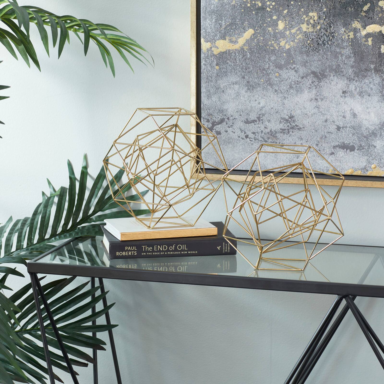 CosmoLiving by Cosmopolitan Gold Metal Modern Geometric Sculpture Set