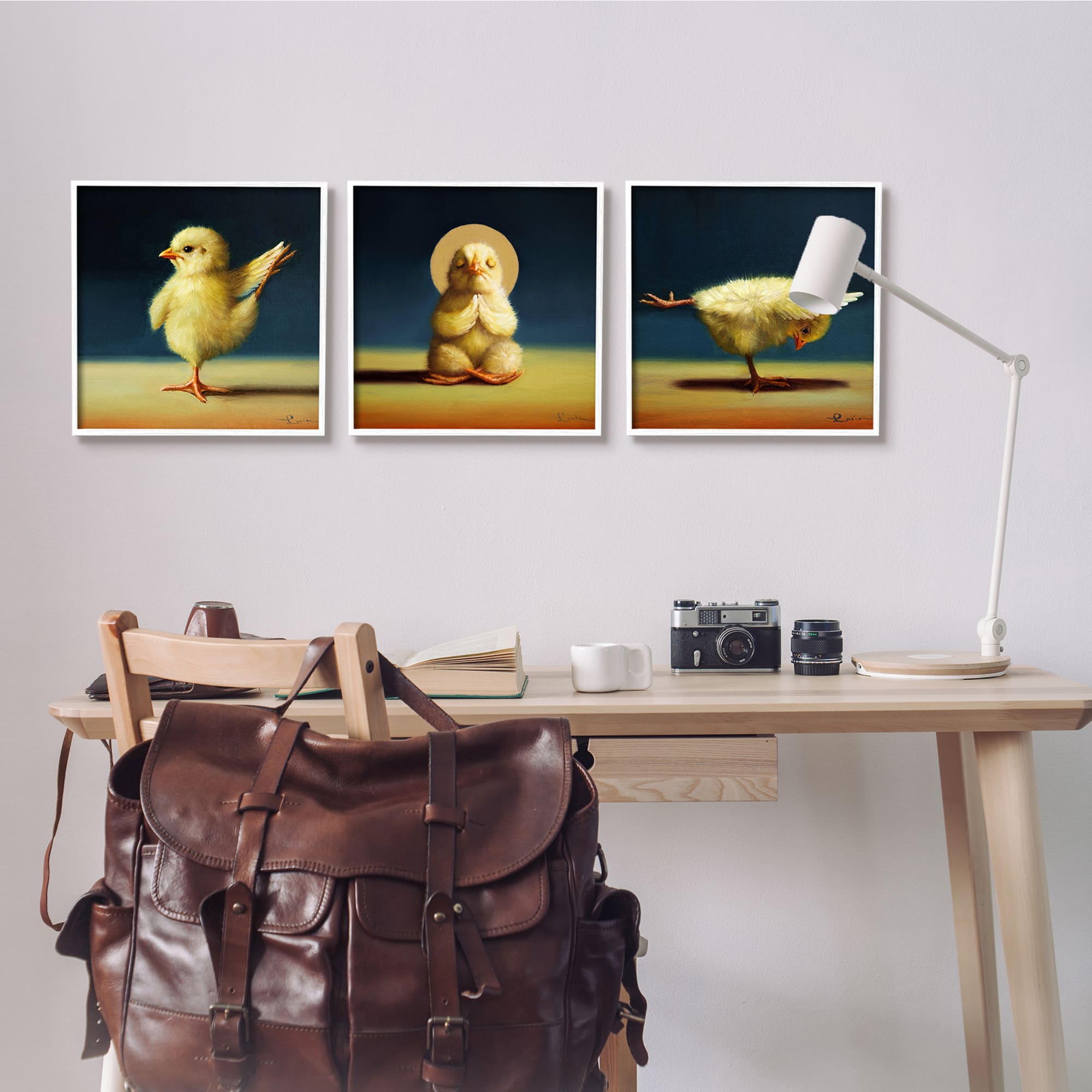 Stupell Industries Yoga Chick Trio Funny Farm Animals Stretching Poses Framed Wall Art