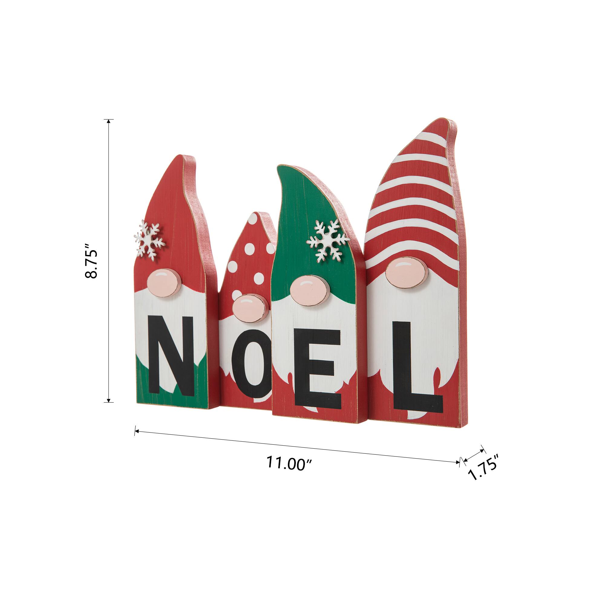 Glitzhome&#xAE; 11&#x27;&#x27; Noel Wooden Christmas Gnome Family Table D&#xE9;cor