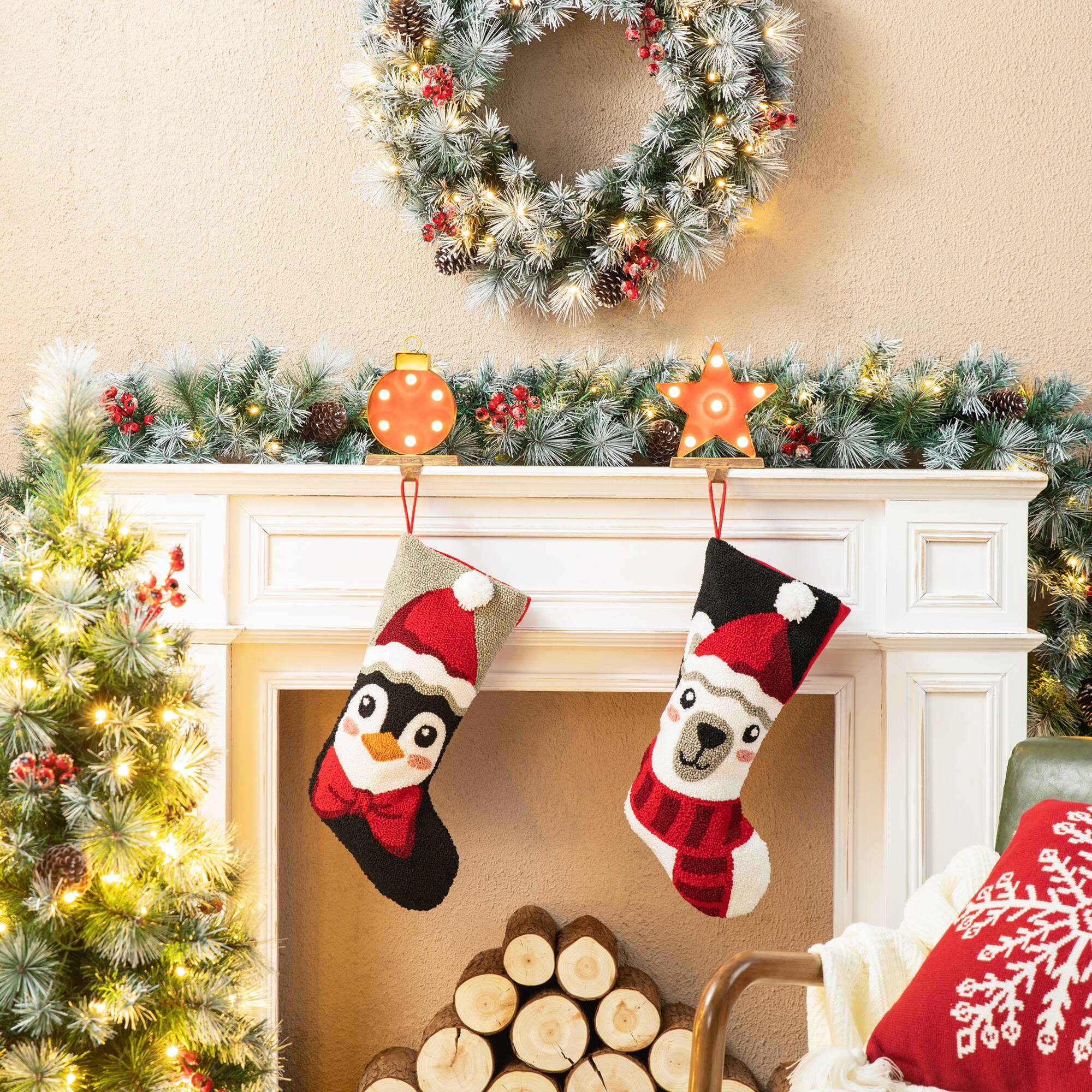 Glitzhome® 20.5" Polar Bear Hooked Stocking