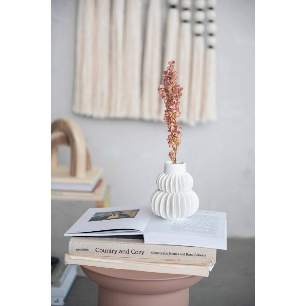 Hello Honey&#xAE; 5&#x22; Handmade Stoneware Vase With Half Circle Pleated Design