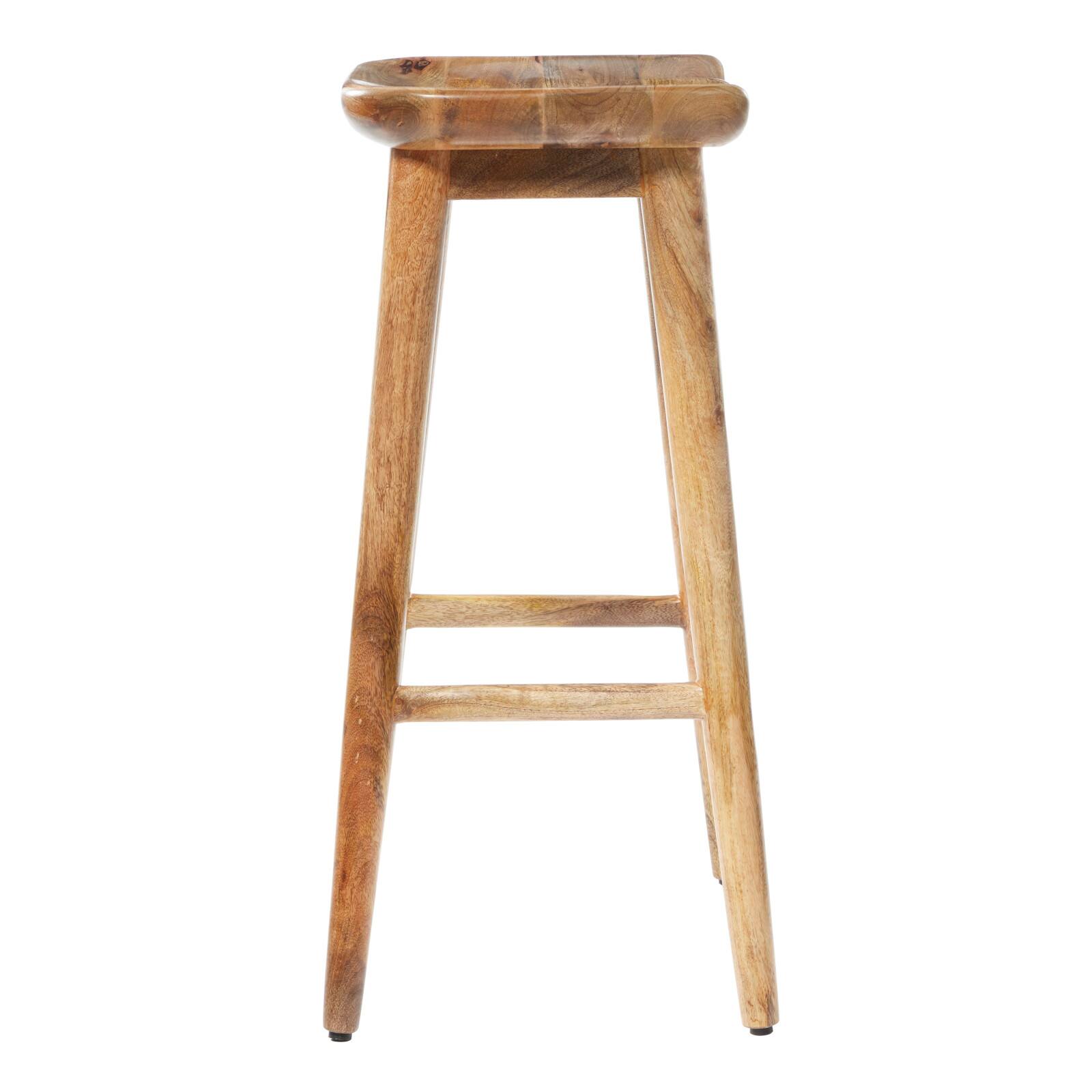 Brown Wood Contemporary Stool, 30&#x22; x 17&#x22; x 14&#x22;