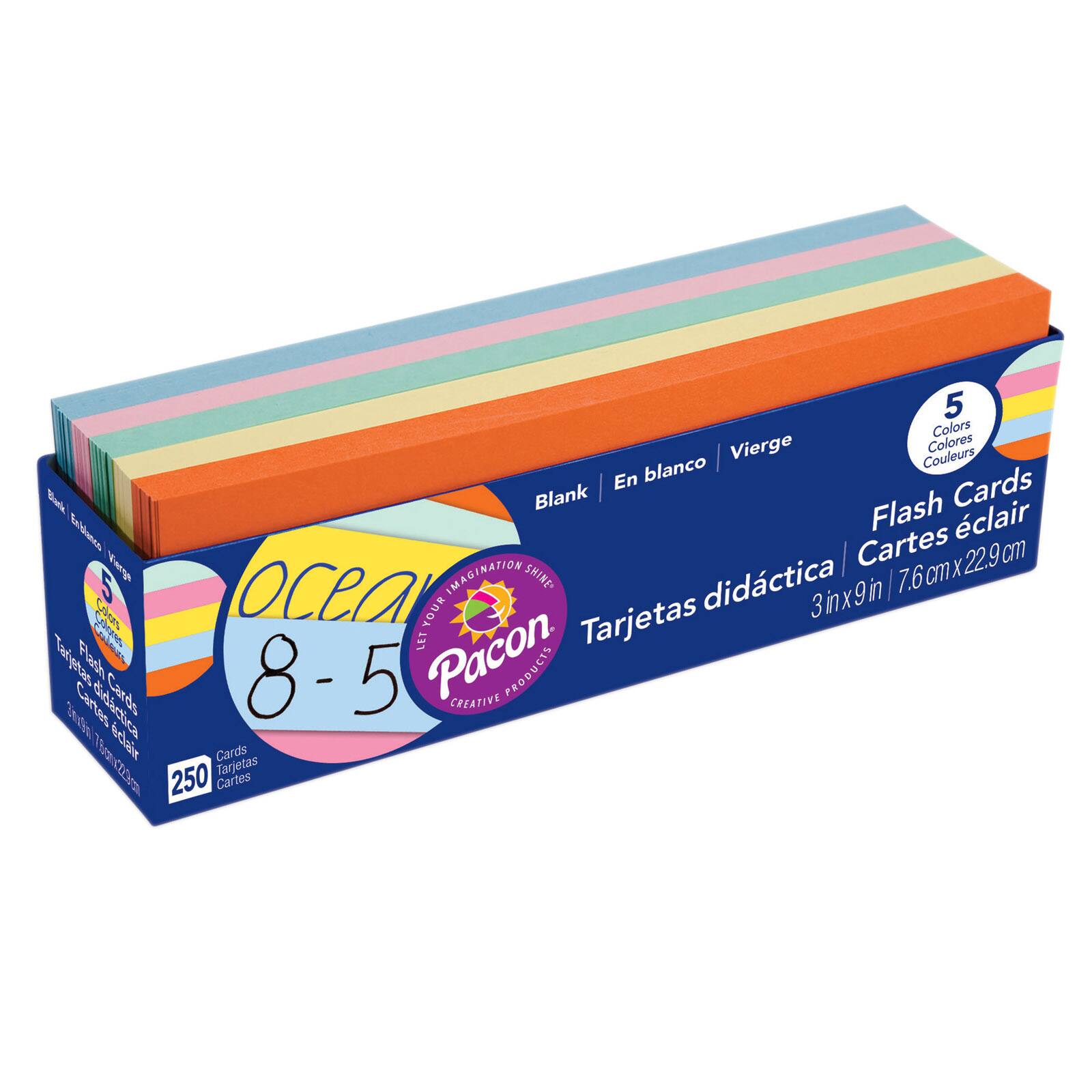 Pacon&#xAE; 3&#x22; x 9&#x22; 5 Color Blank Flash Cards, 250ct.