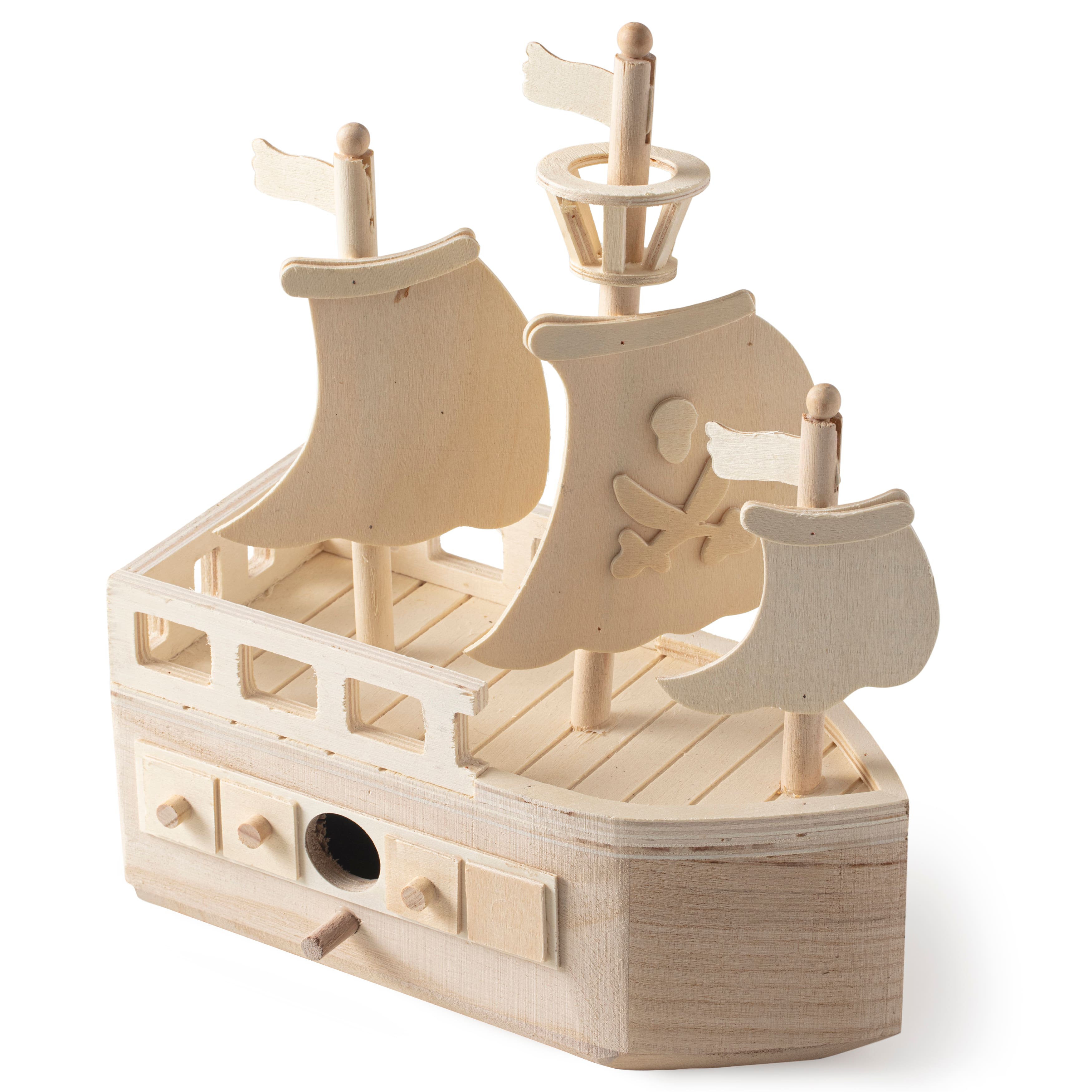 8 Pack: 11" Pirate Ship Wooden Birdhouse by Make Market®