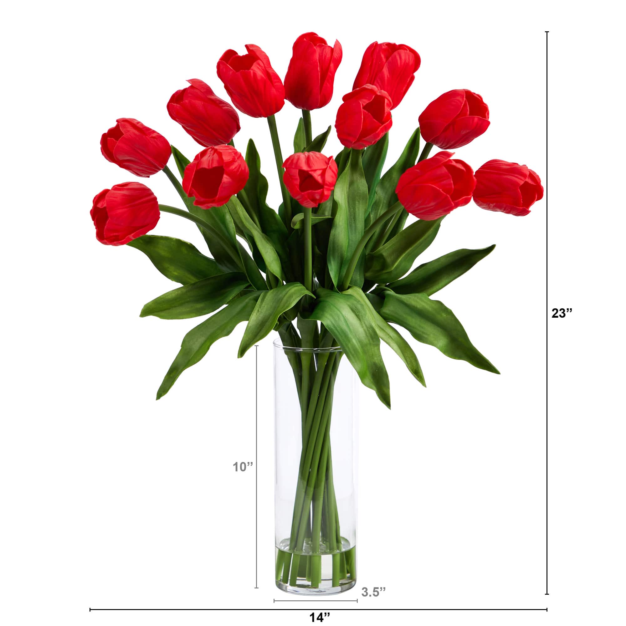 23&#x22; Artificial Tulip Arrangement with Cylinder Glass Vase