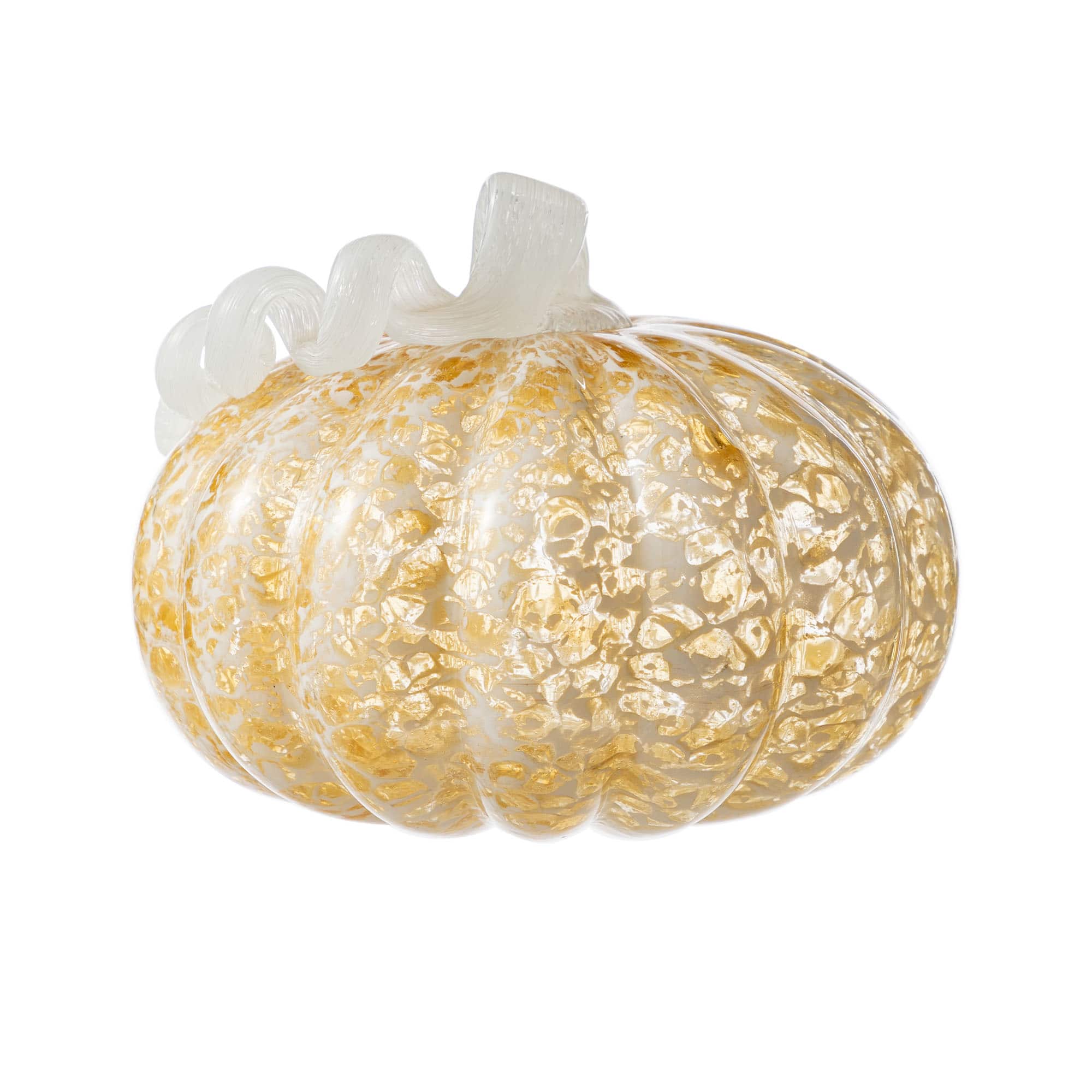 Glitzhome&#xAE; Amber Dots Fall Pumpkin Glass Tabletop Accent