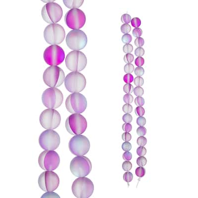 Matte Purple Opal Glass Round Beads, 8mm by Bead Landing™ image
