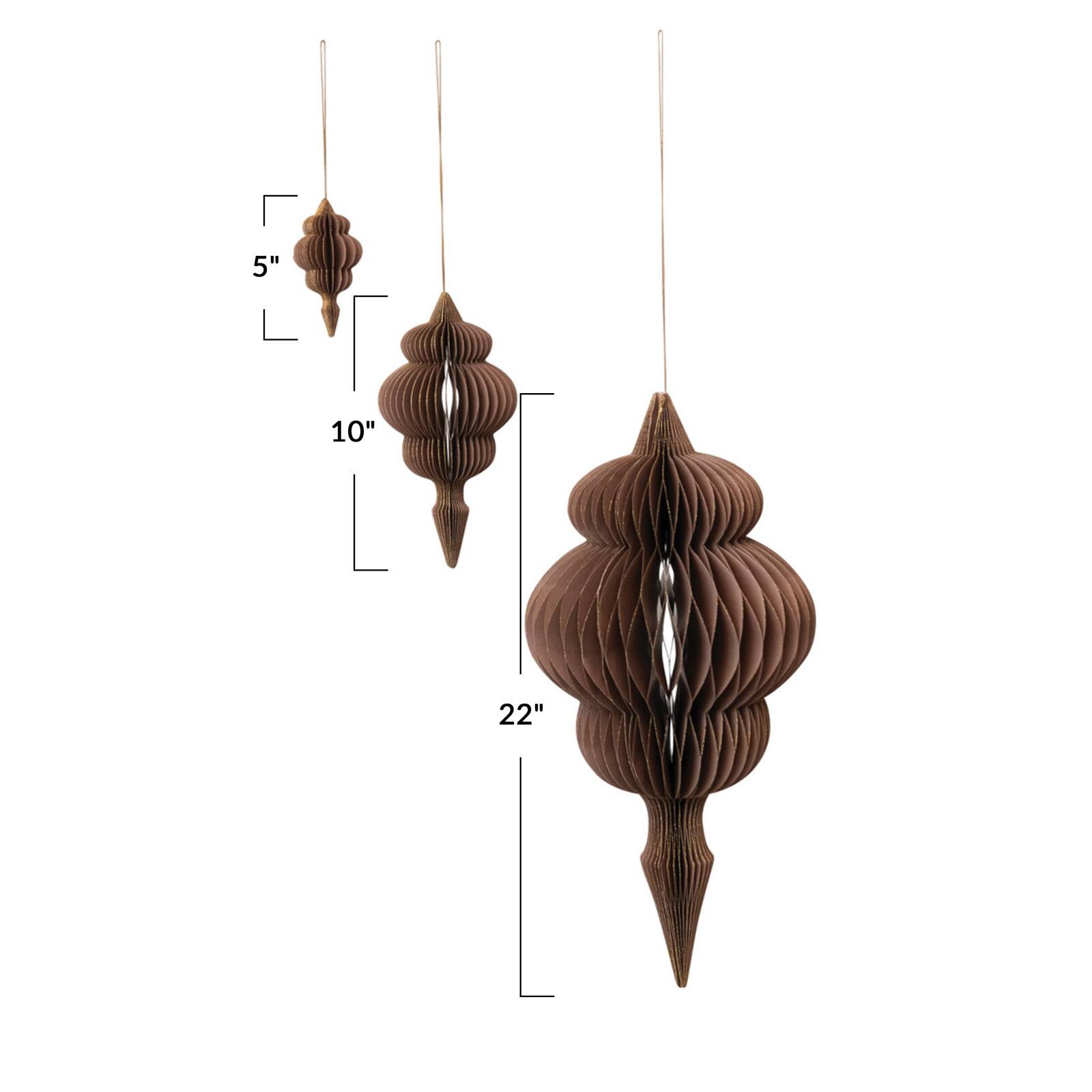 Hello Honey® Brown Honeycomb Finial Paper Ornament Set